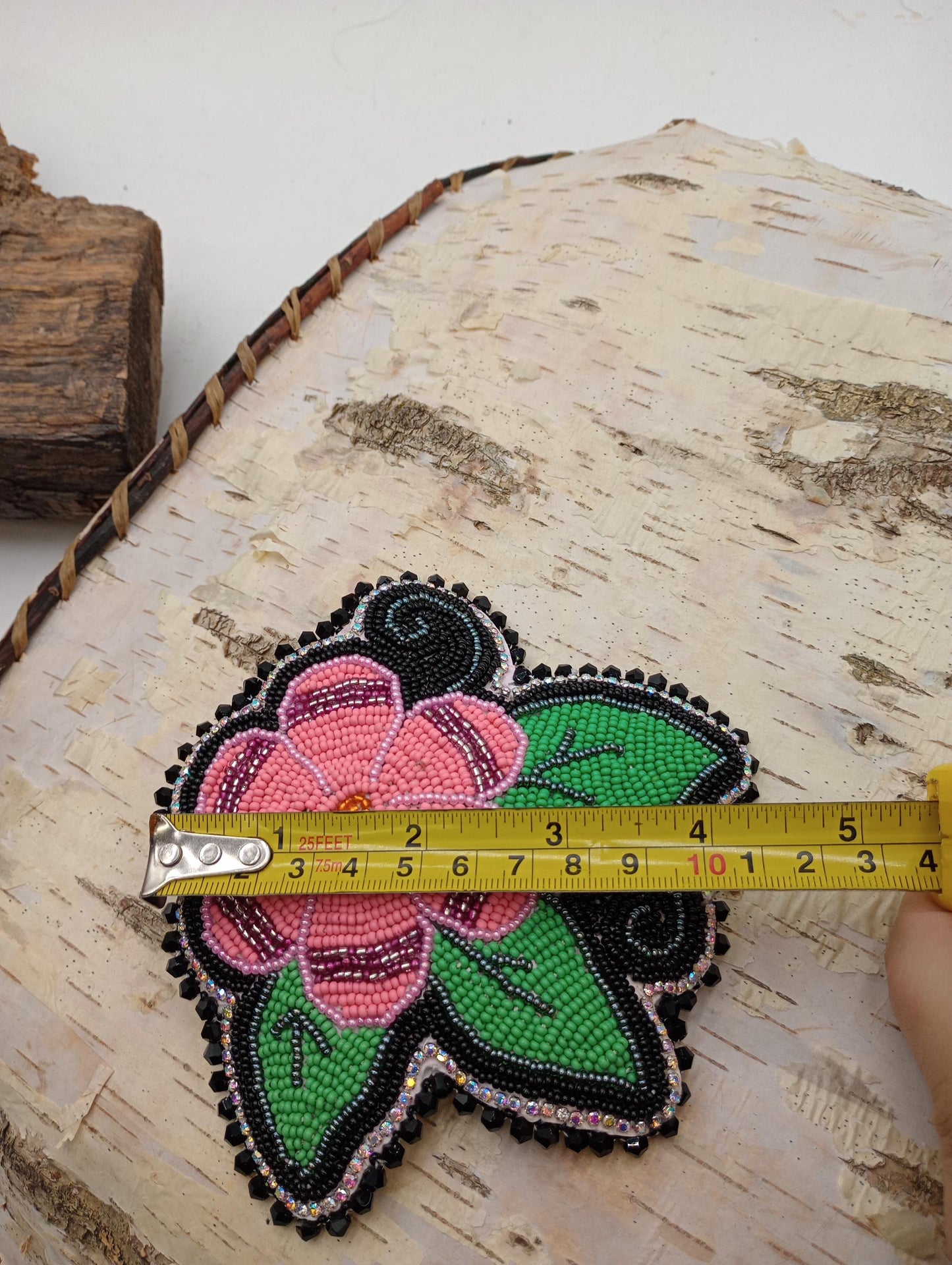 Hand Beaded Flower Barrette - Ojibwe/Anishinaabe Made