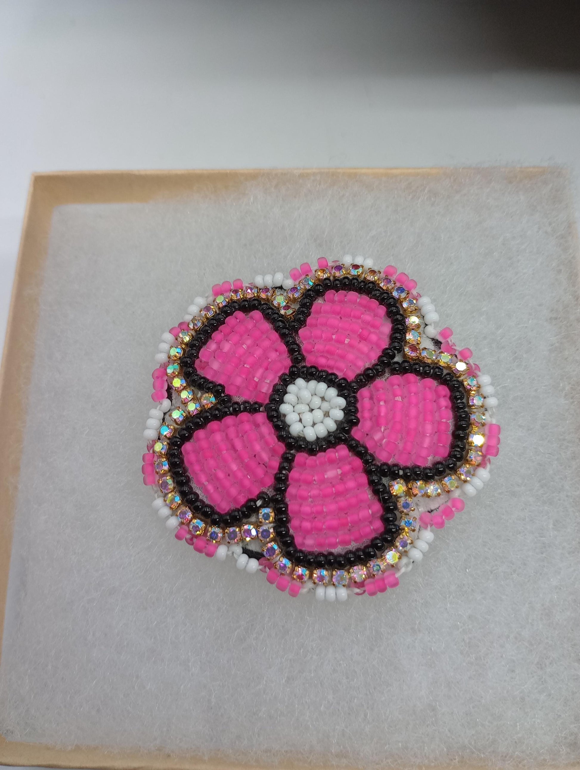 Neon pink Daisy flower pin Handmade/Floral