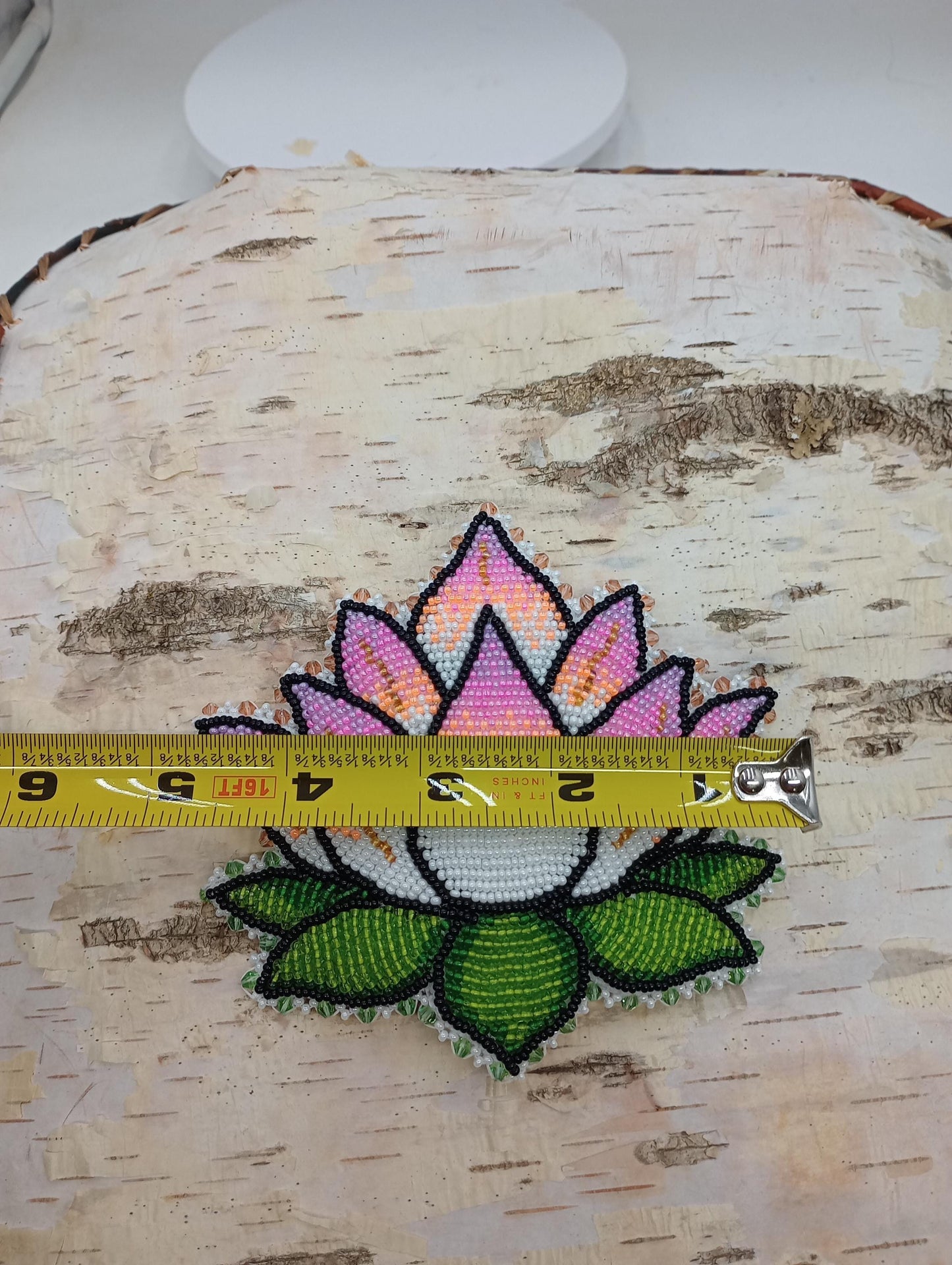 Hand Beaded Lotus Flower Barrette – Ojibwe Artisan Design