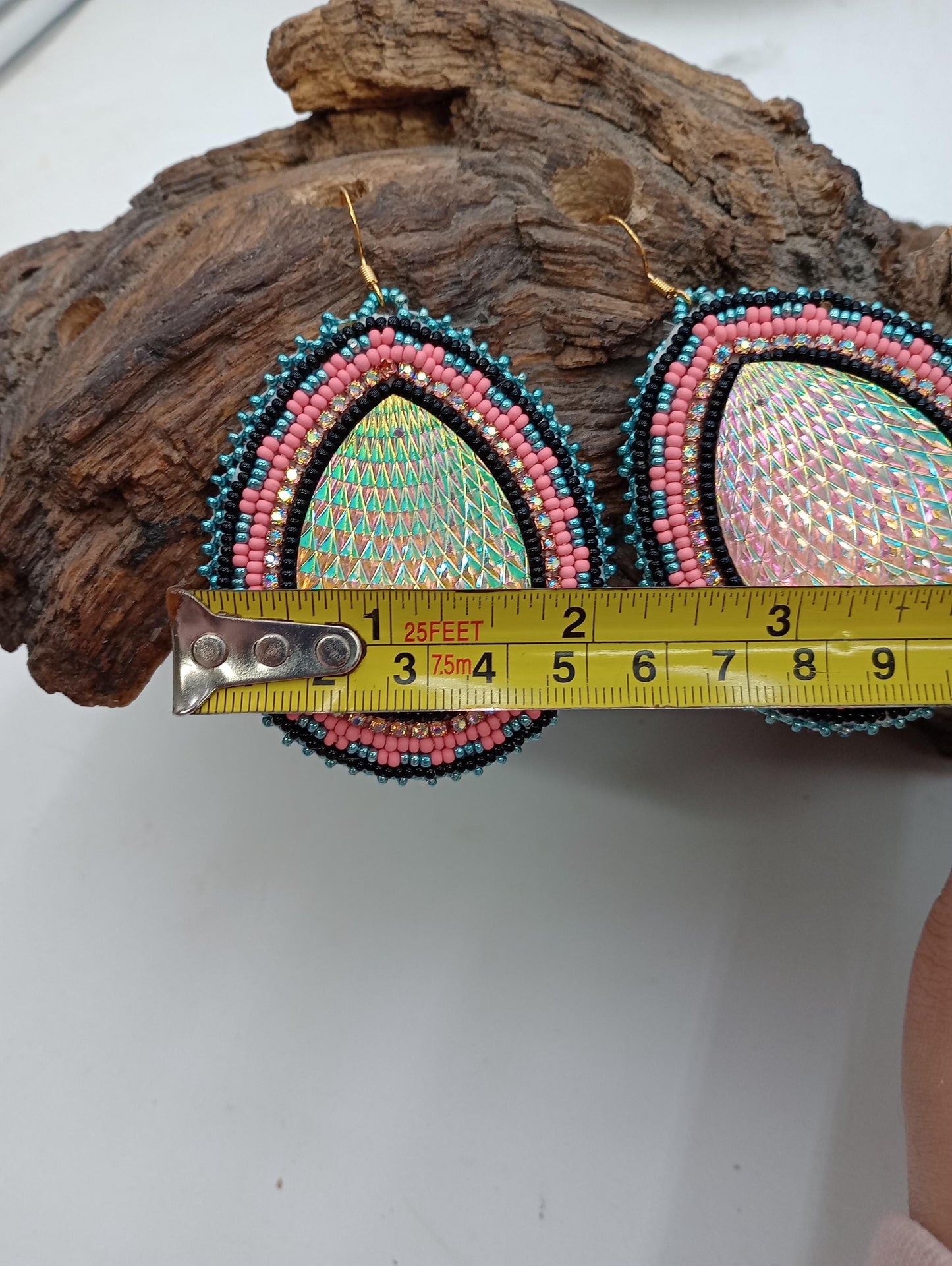 Handmade Ojibwe Beaded Earrings: Czech Glass Teardrop Design