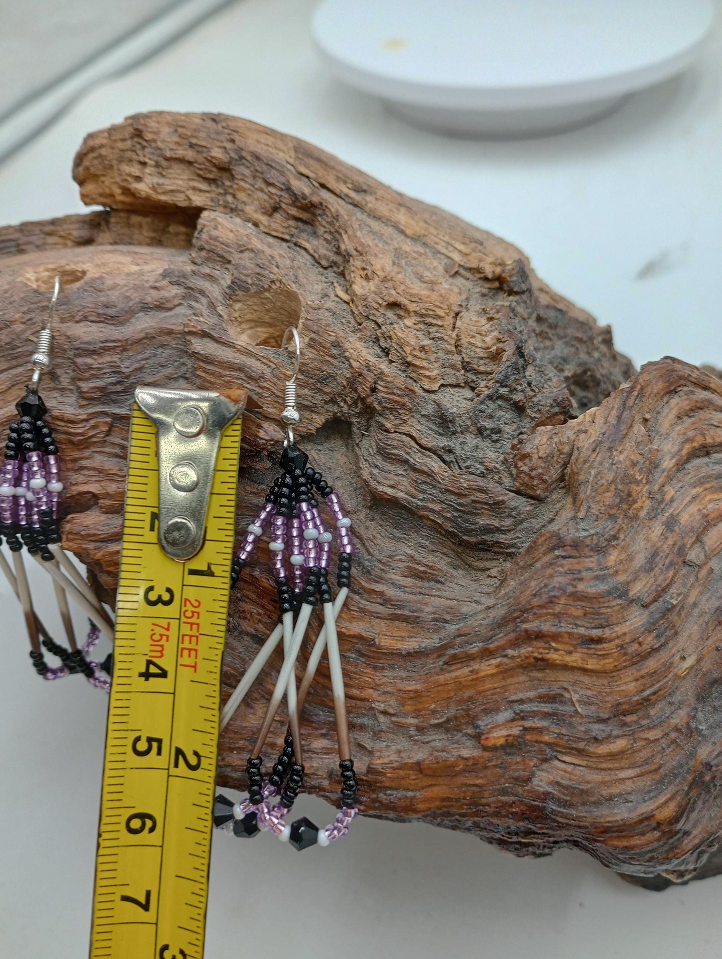 Handmade Porcupine Quill Earrings: Anishinaabe Beadwork