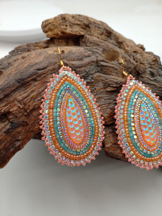 Anishinaabe Beaded Earrings: Spring Sunshine Design