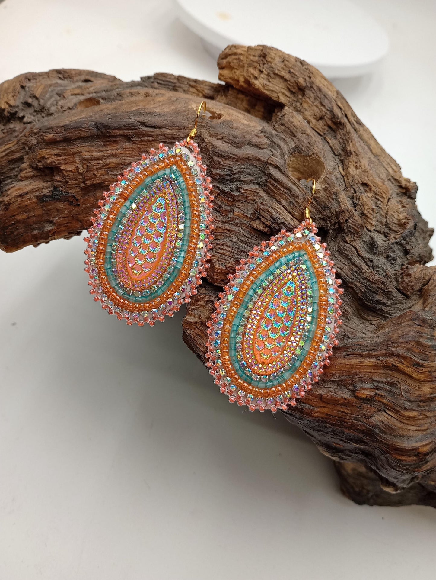 Anishinaabe Beaded Earrings: Spring Sunshine Design