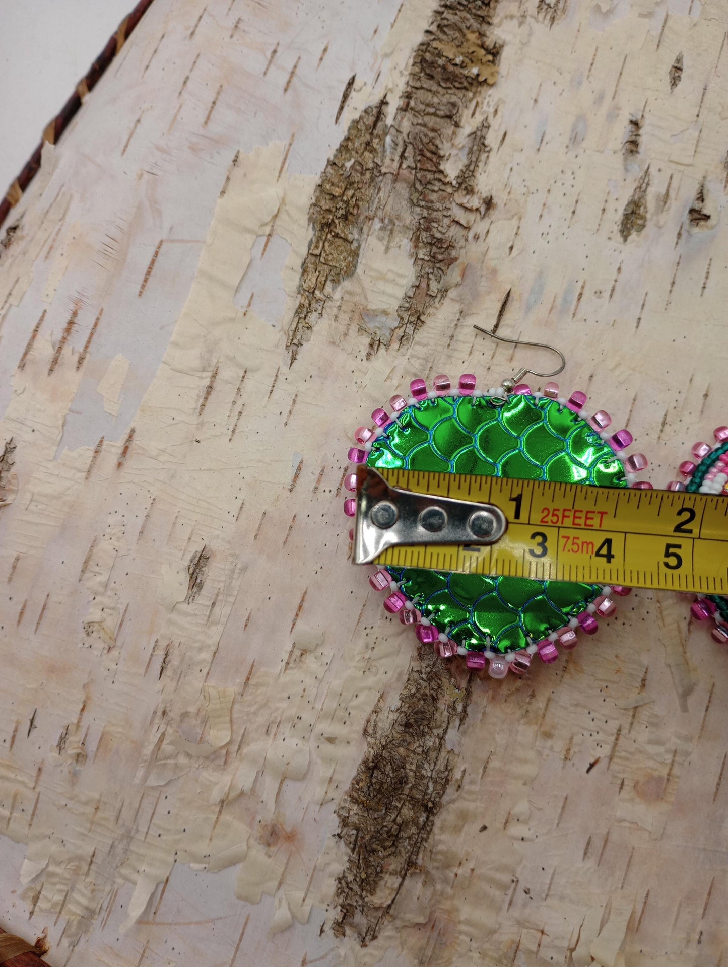 Hypnotizing Violet Shimmering Heart Earrings - Anishinaabe/Ojibwe Made