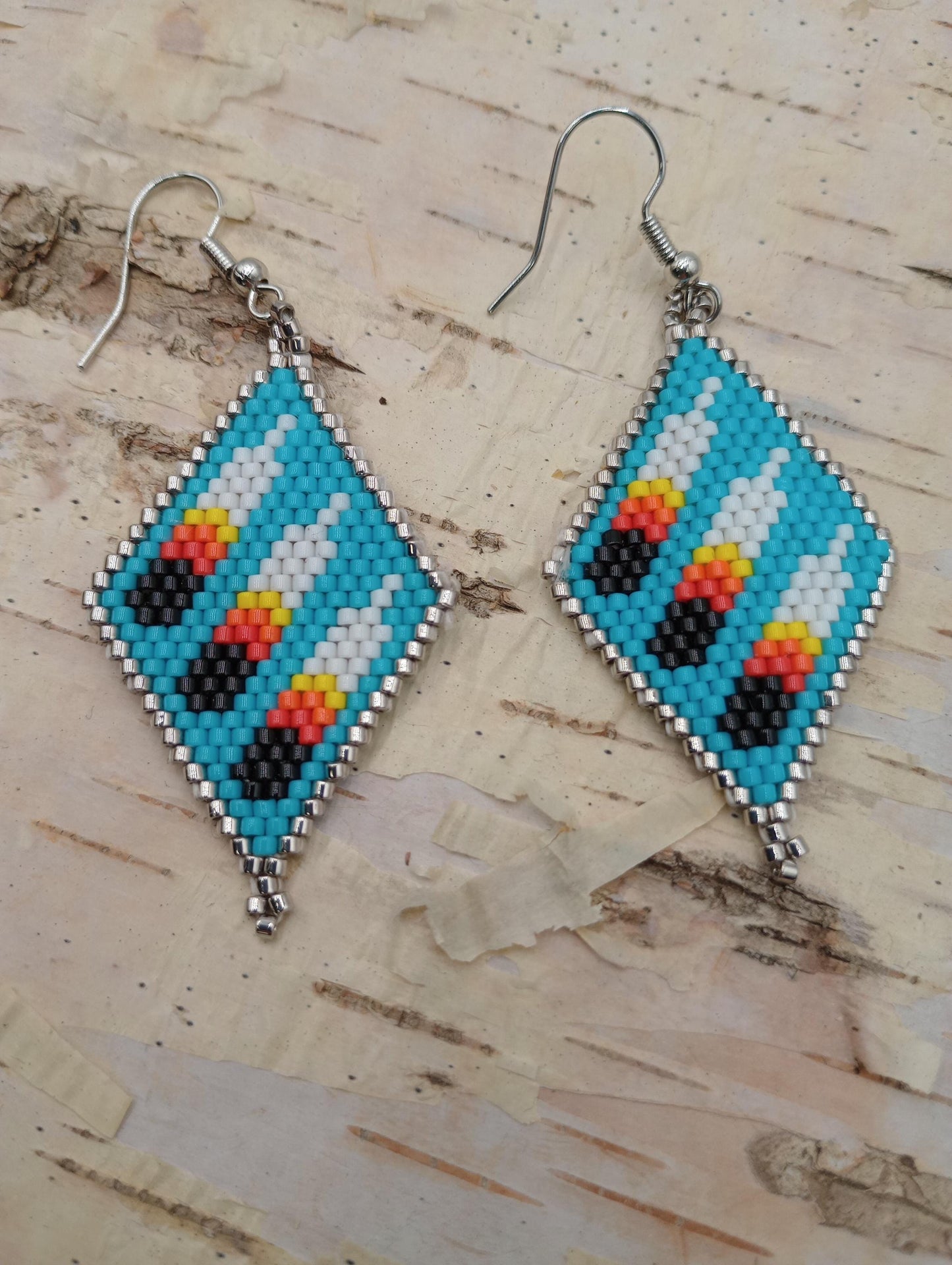 Anishinaabe Beaded Earrings: Brick Stitch, Hypoallergenic Hooks