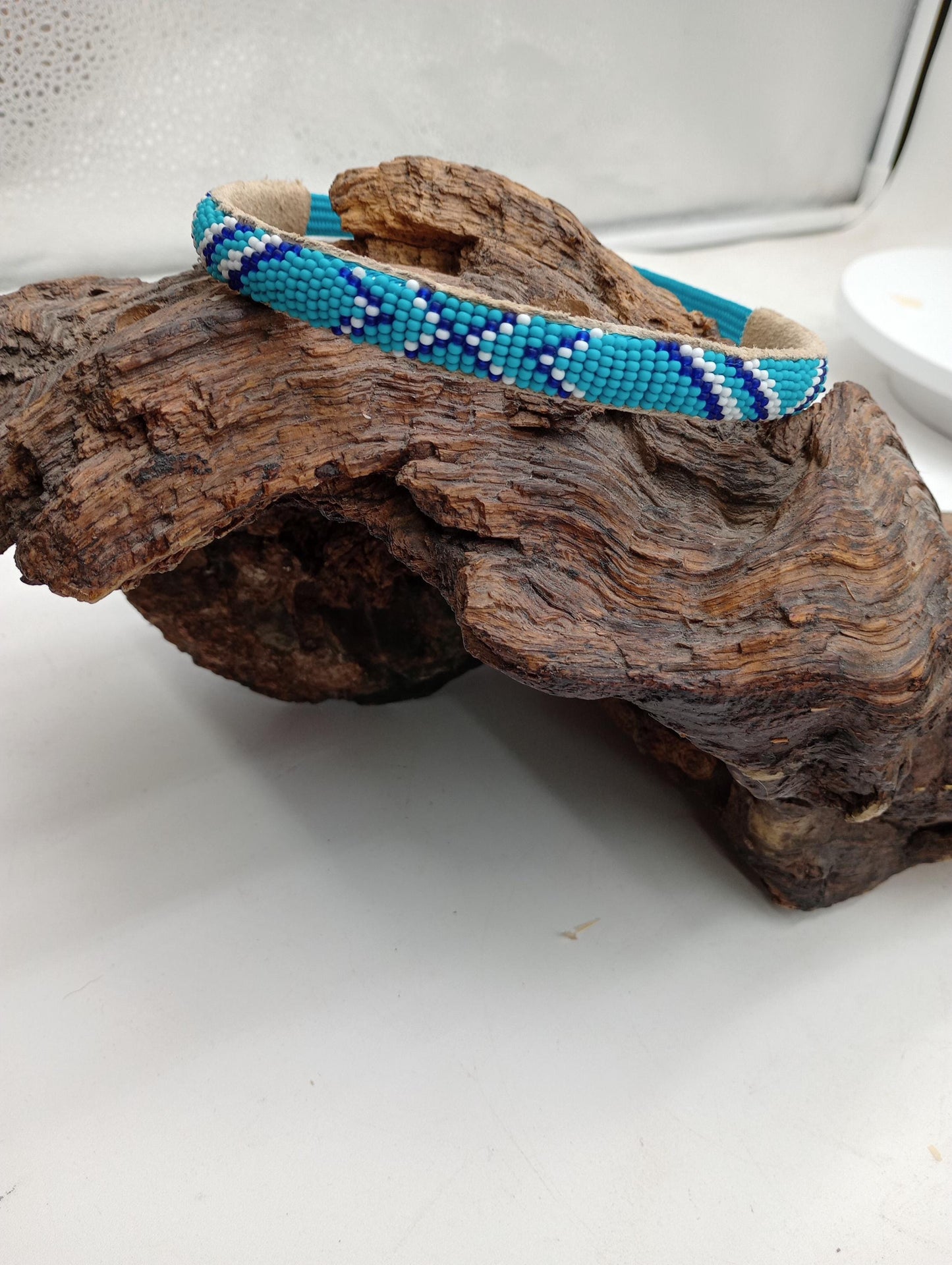 Hand Beaded Head Band – Ojibwe Anishinaabe Design, 4 Inch