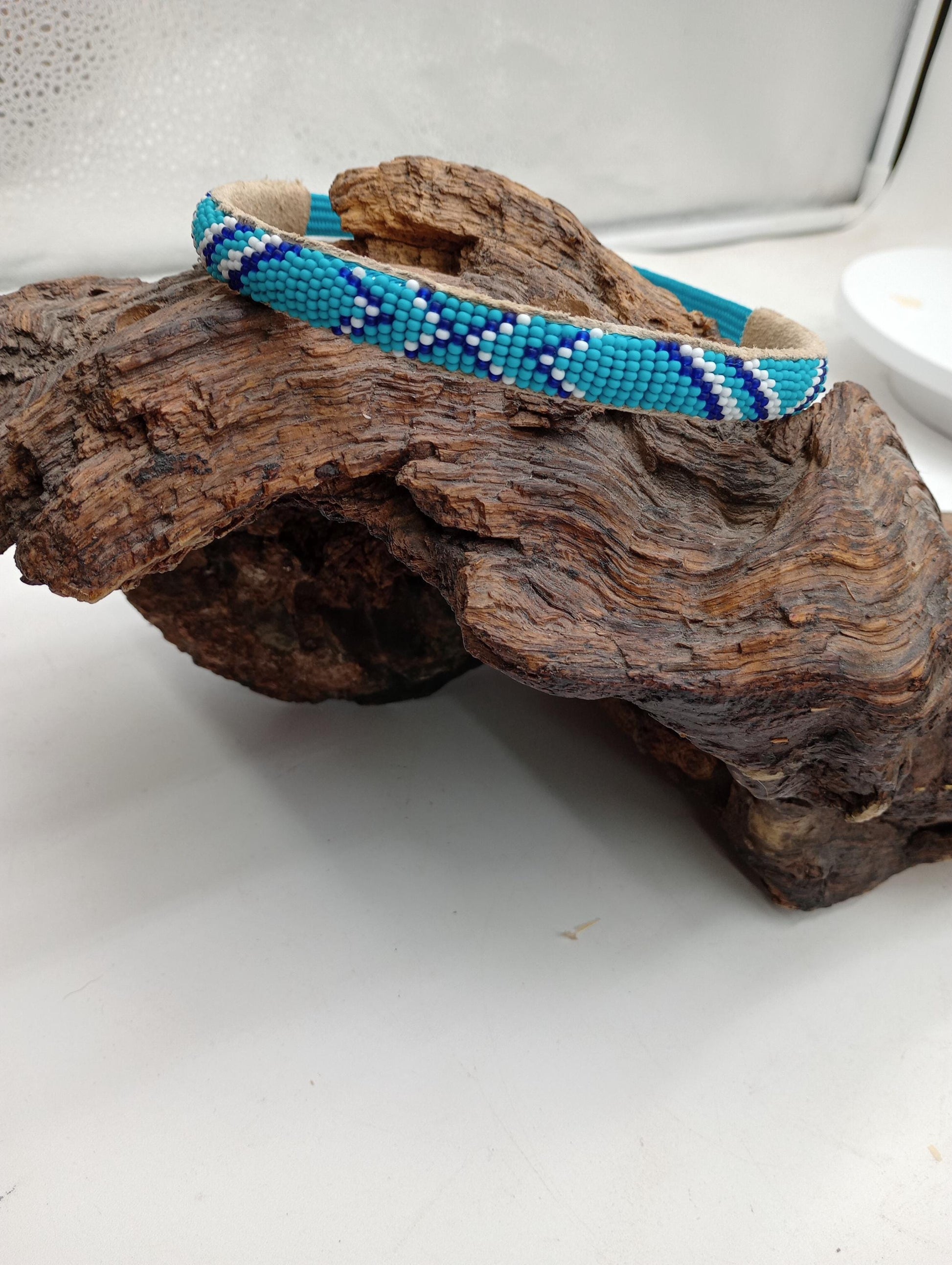 Hand Beaded Head Band – Ojibwe Anishinaabe Design, 4 Inch