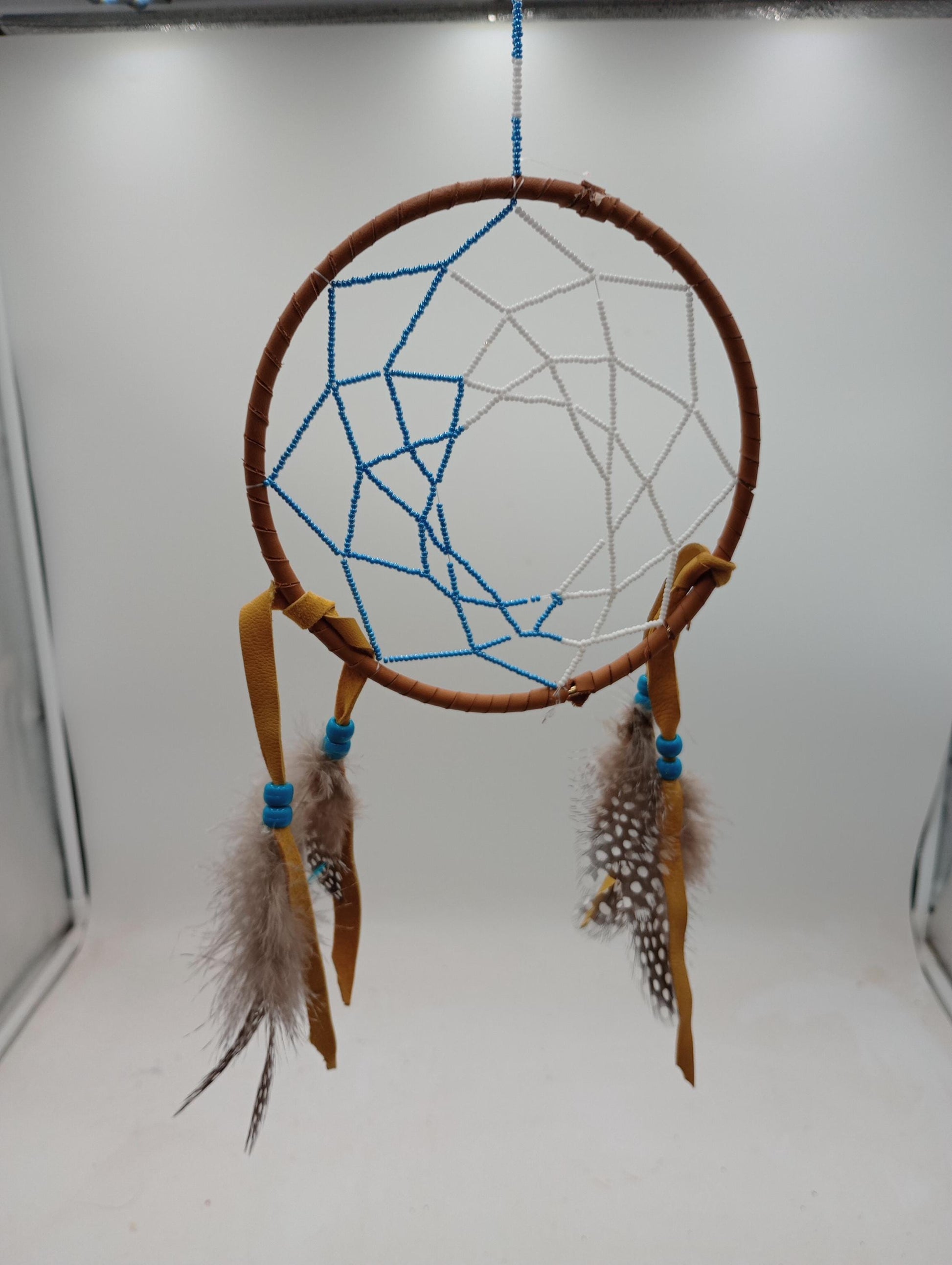 Gorgeous Hand Crafted Dreamcatcher with Beaded Web - Anishinaabe/Ojibwe Made - Free Shipping