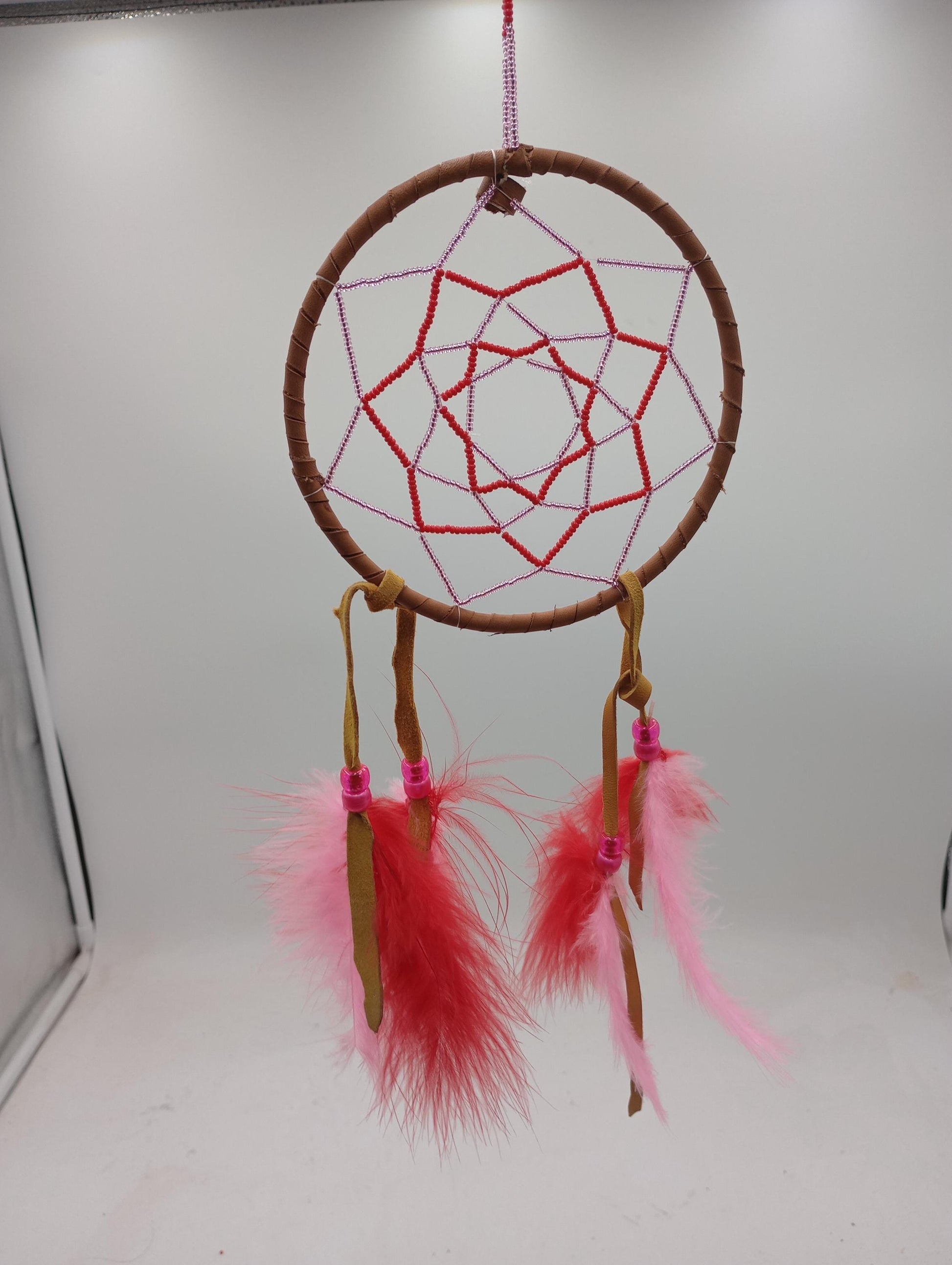 Authentic Anishinaabe/Ojibwe Double Beaded Web Dreamcatcher - Free Shipping