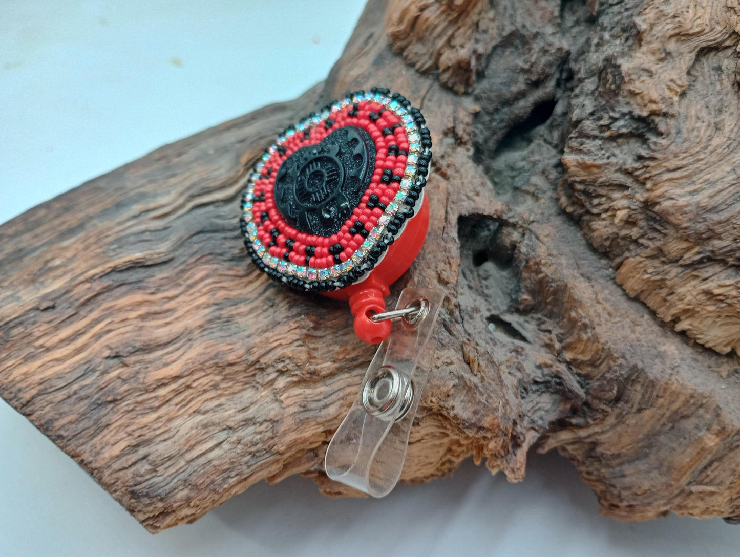 Hand Beaded Turtle Heart Badge: Ojibwe Anishinaabe Beadwork
