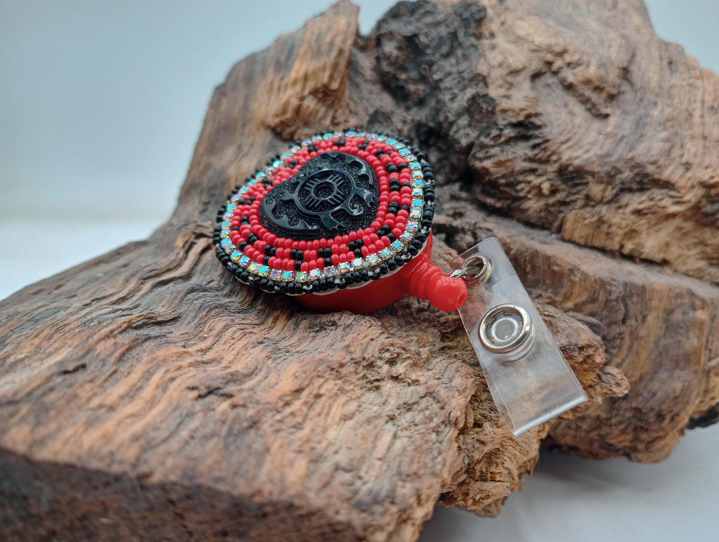 Hand Beaded Turtle Heart Badge: Ojibwe Anishinaabe Beadwork