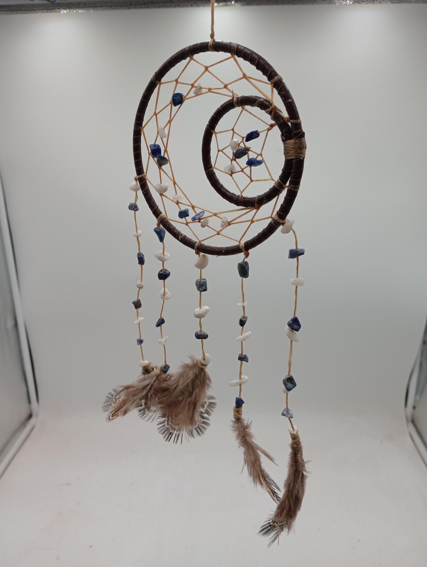 Genuine Leather, Sinew, and Beads Dream Catcher - Indigenous Made