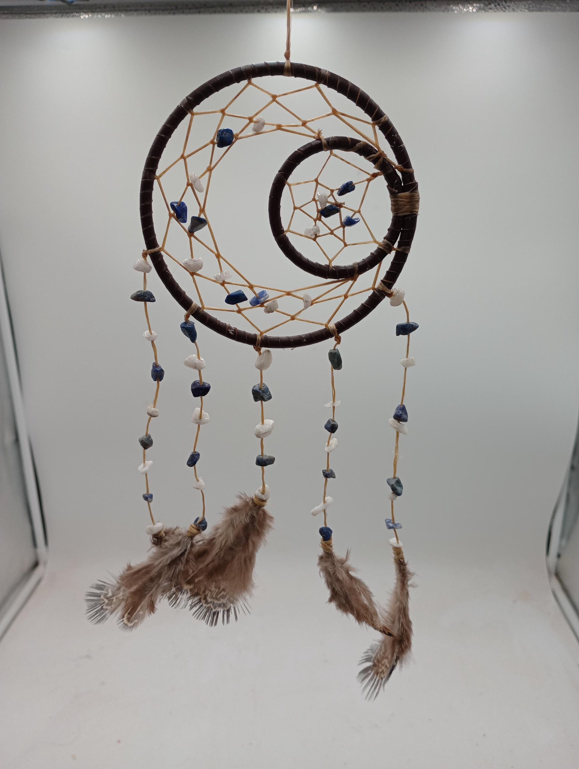 Genuine Leather, Sinew, and Beads Dream Catcher - Indigenous Made