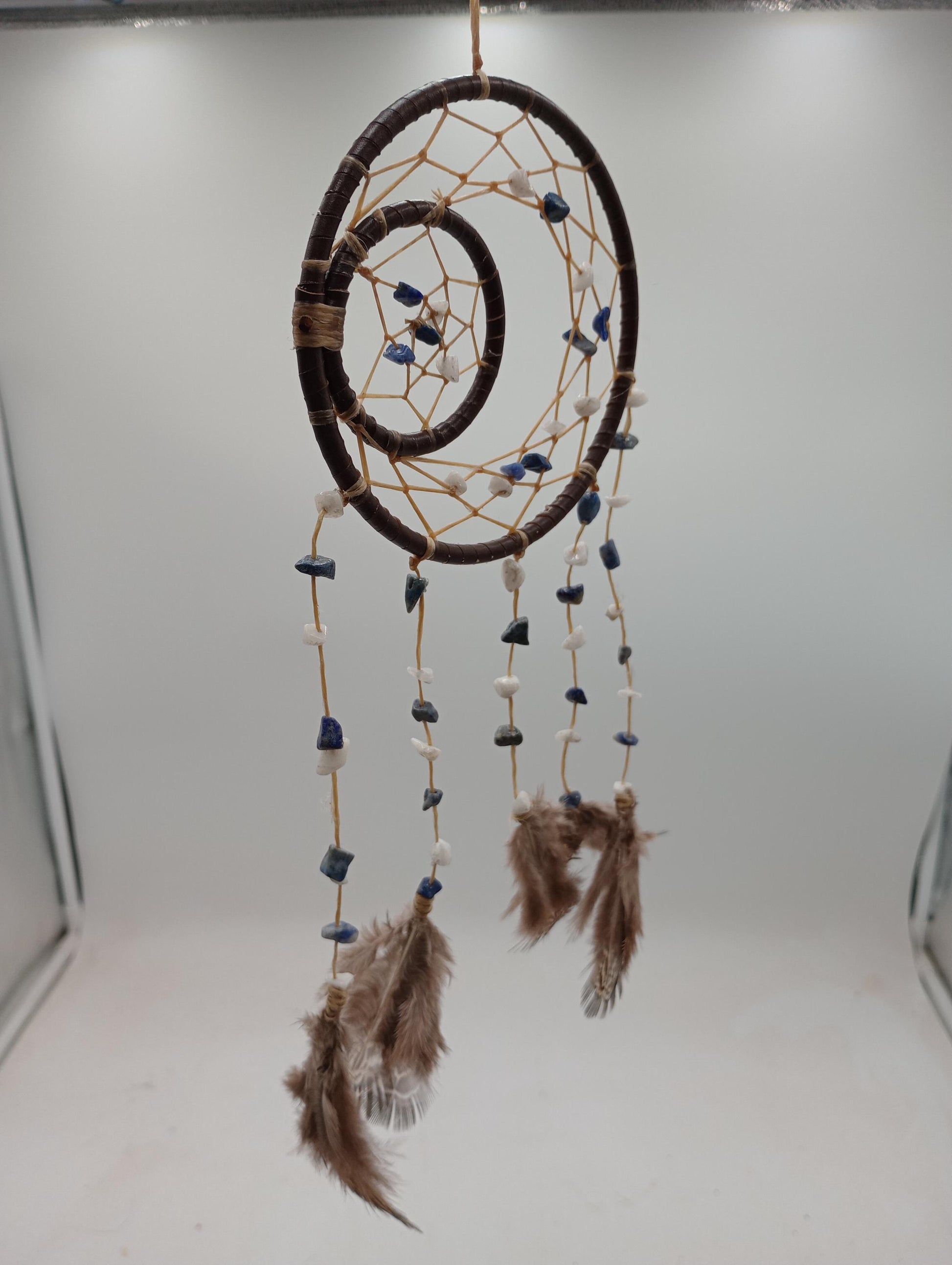 Genuine Leather, Sinew, and Beads Dream Catcher - Indigenous Made