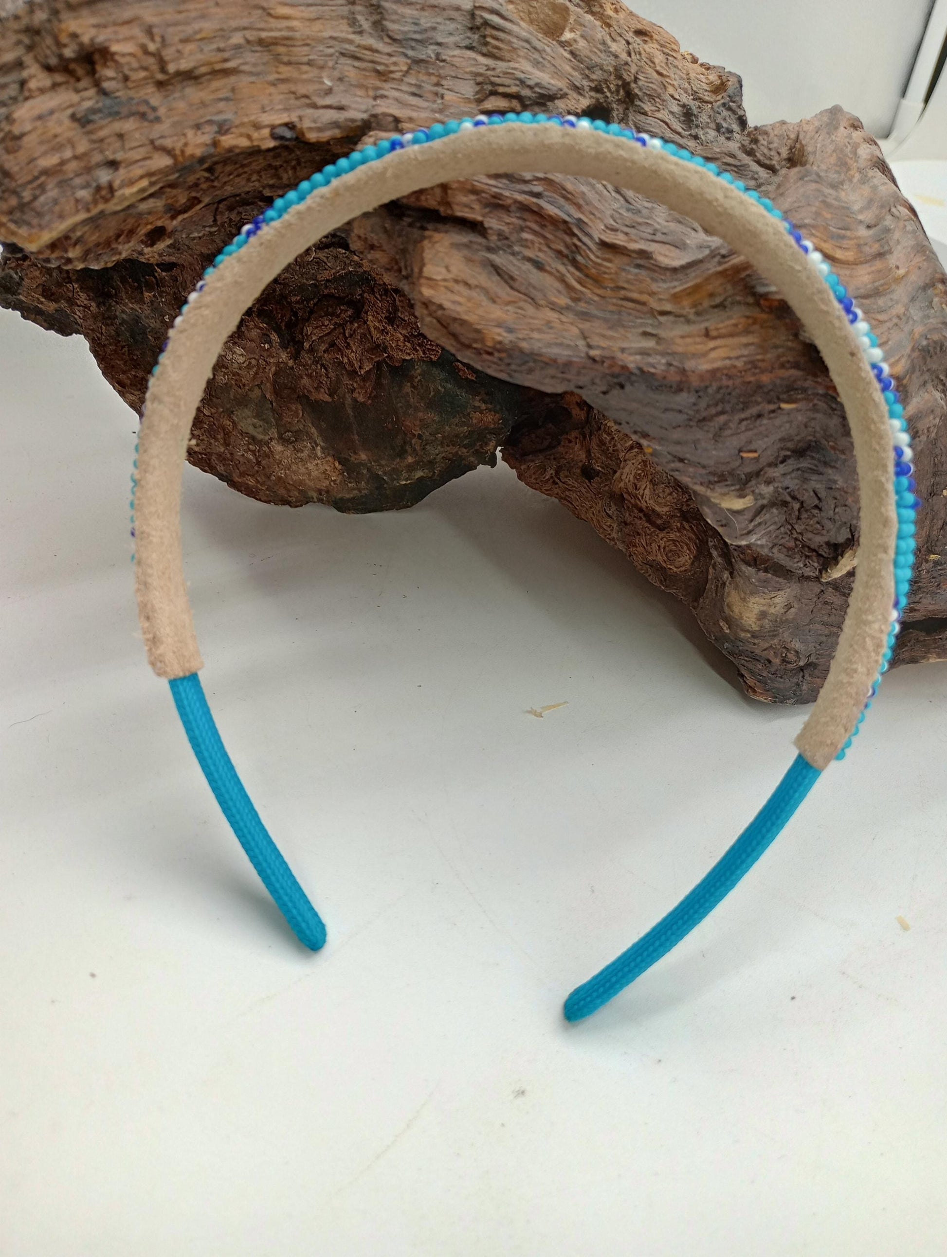 Hand Beaded Head Band – Ojibwe Anishinaabe Design, 4 Inch