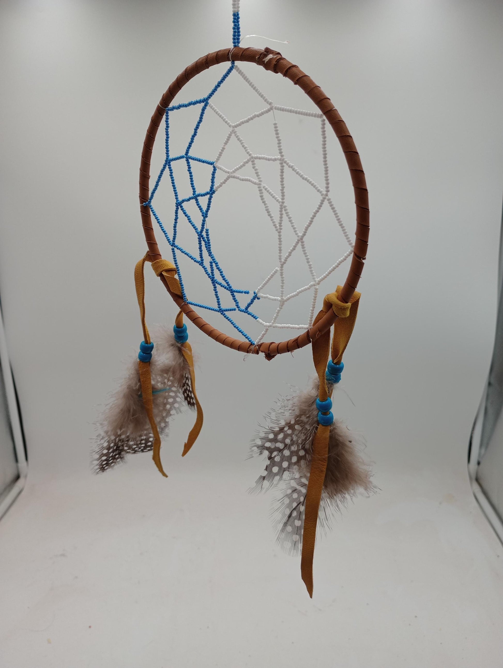 Gorgeous Hand Crafted Dreamcatcher with Beaded Web - Anishinaabe/Ojibwe Made - Free Shipping