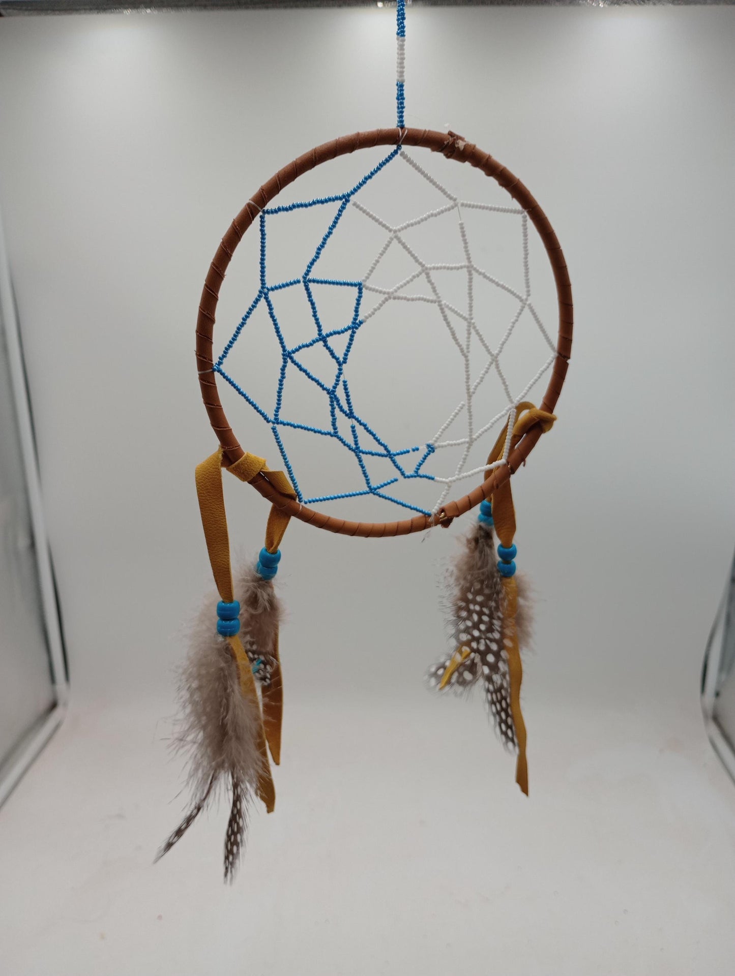 Gorgeous Hand Crafted Dreamcatcher with Beaded Web - Anishinaabe/Ojibwe Made - Free Shipping