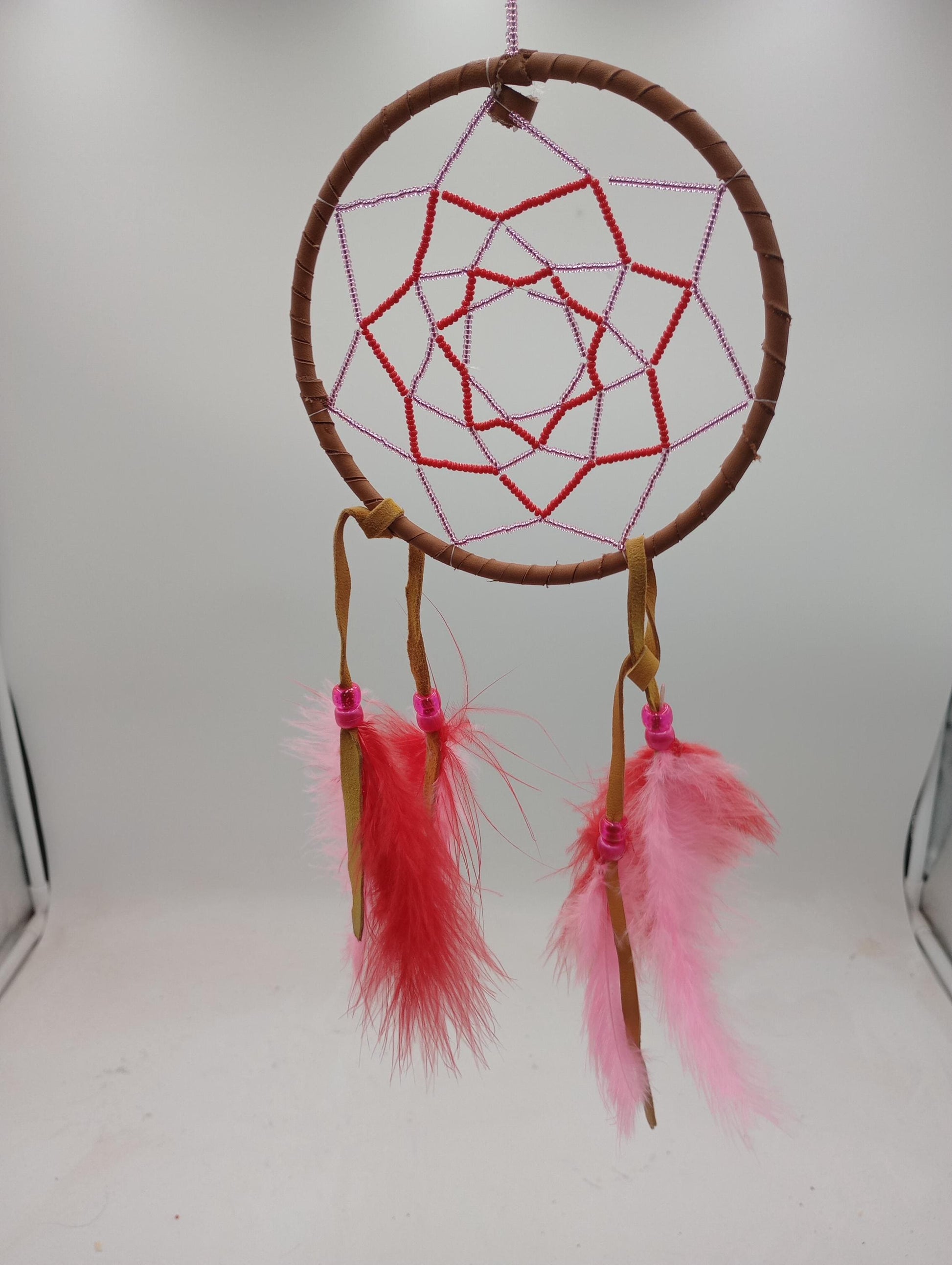 Authentic Anishinaabe/Ojibwe Double Beaded Web Dreamcatcher - Free Shipping
