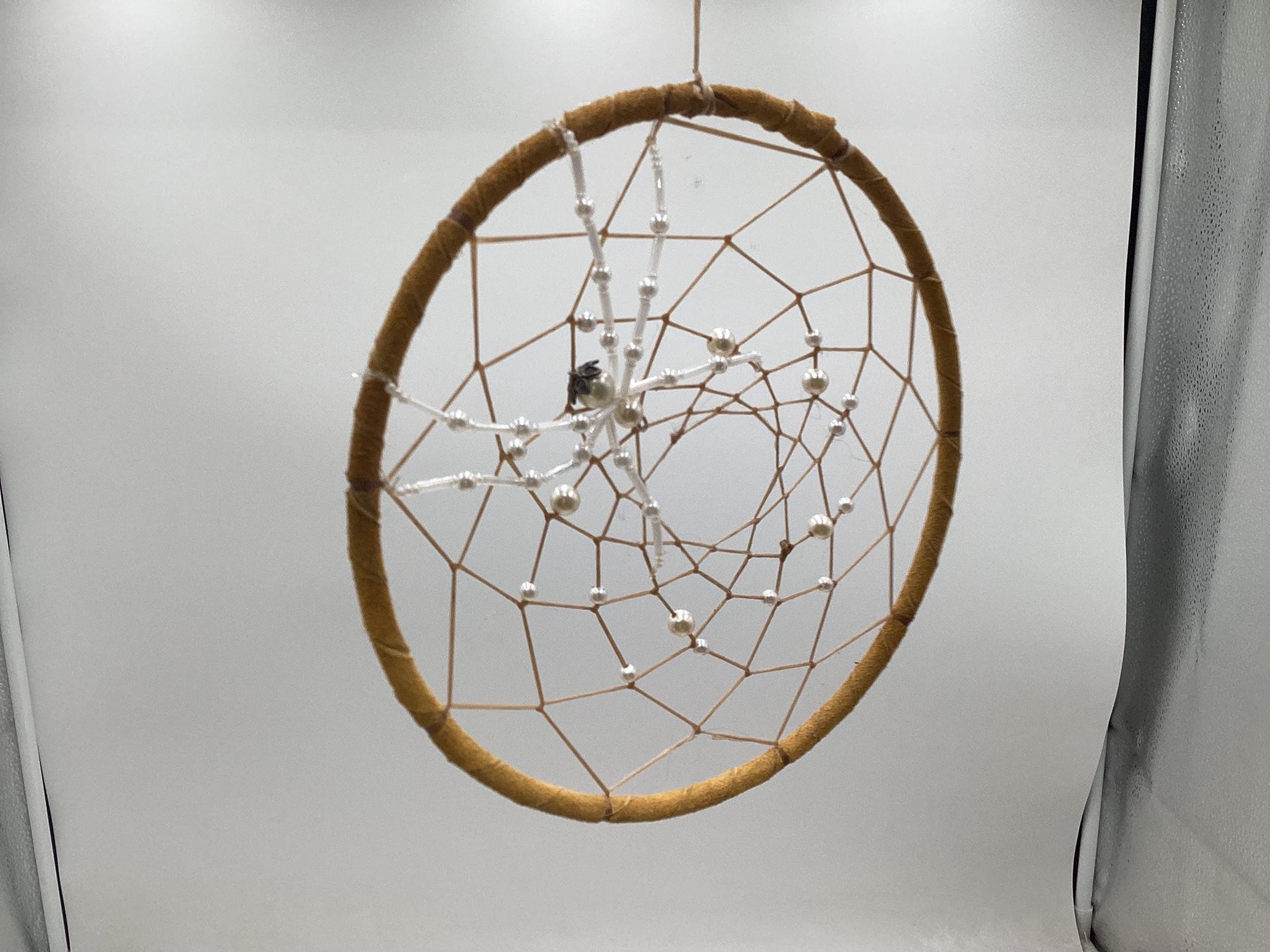 Beaded Spider Web Dreamcatcher-Authentic Anishinaabe/Ojibwe Handcrafted - Free Shipping