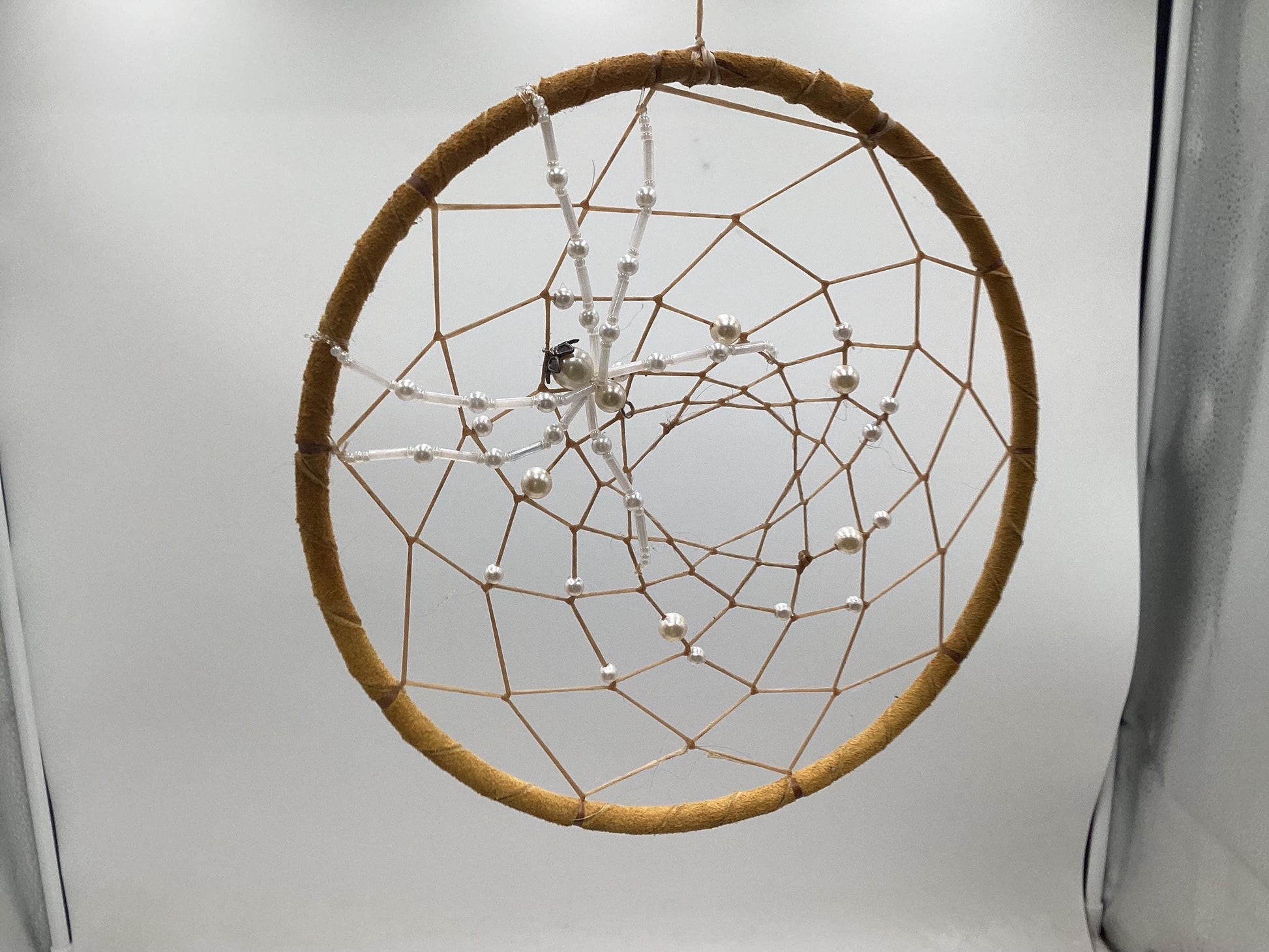Beaded Spider Web Dreamcatcher-Authentic Anishinaabe/Ojibwe Handcrafted - Free Shipping