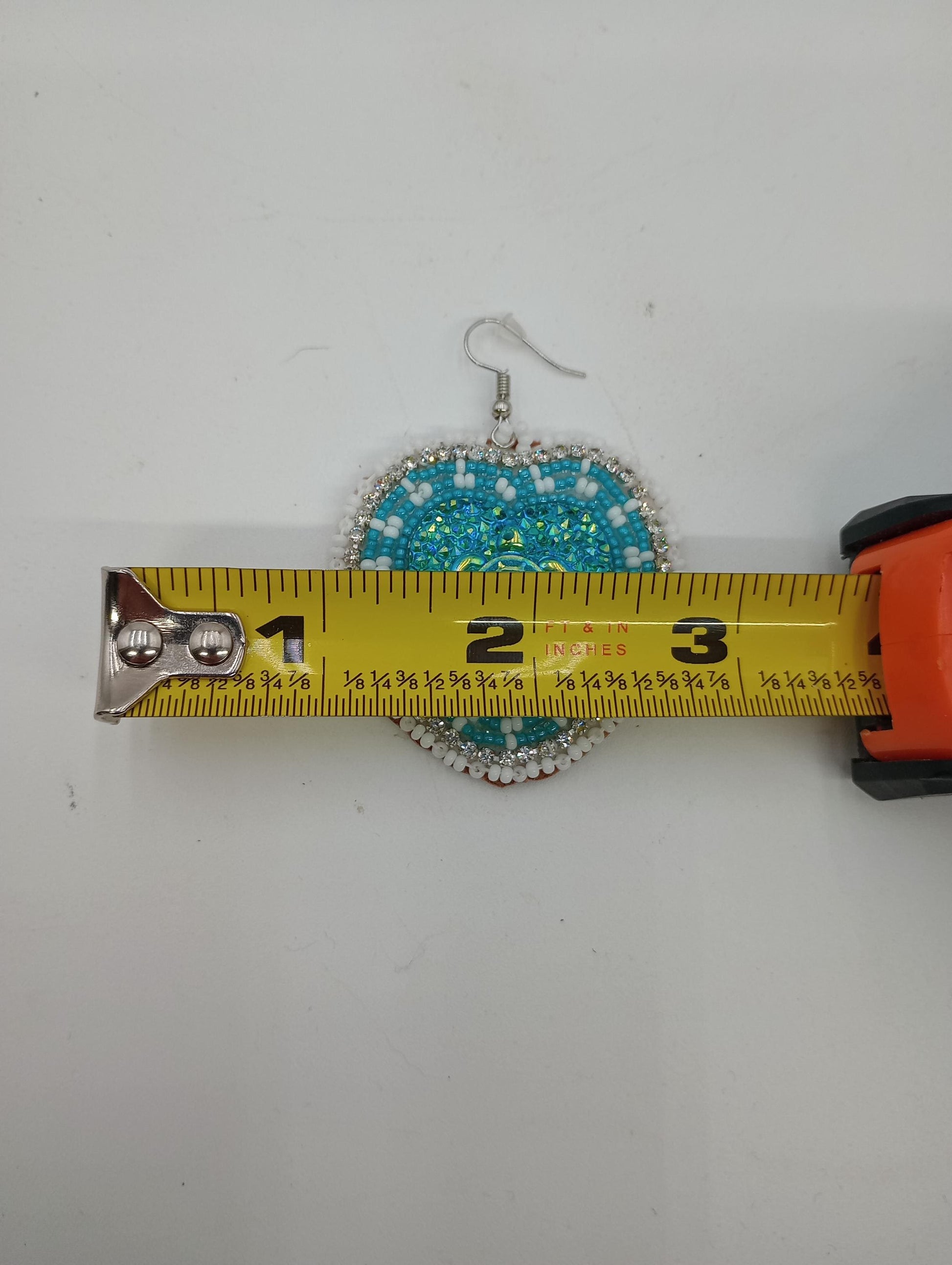 Teal Hearts Hand-Beaded Earrings - Ojibwe/Anishinaabe Made - Free Shipping