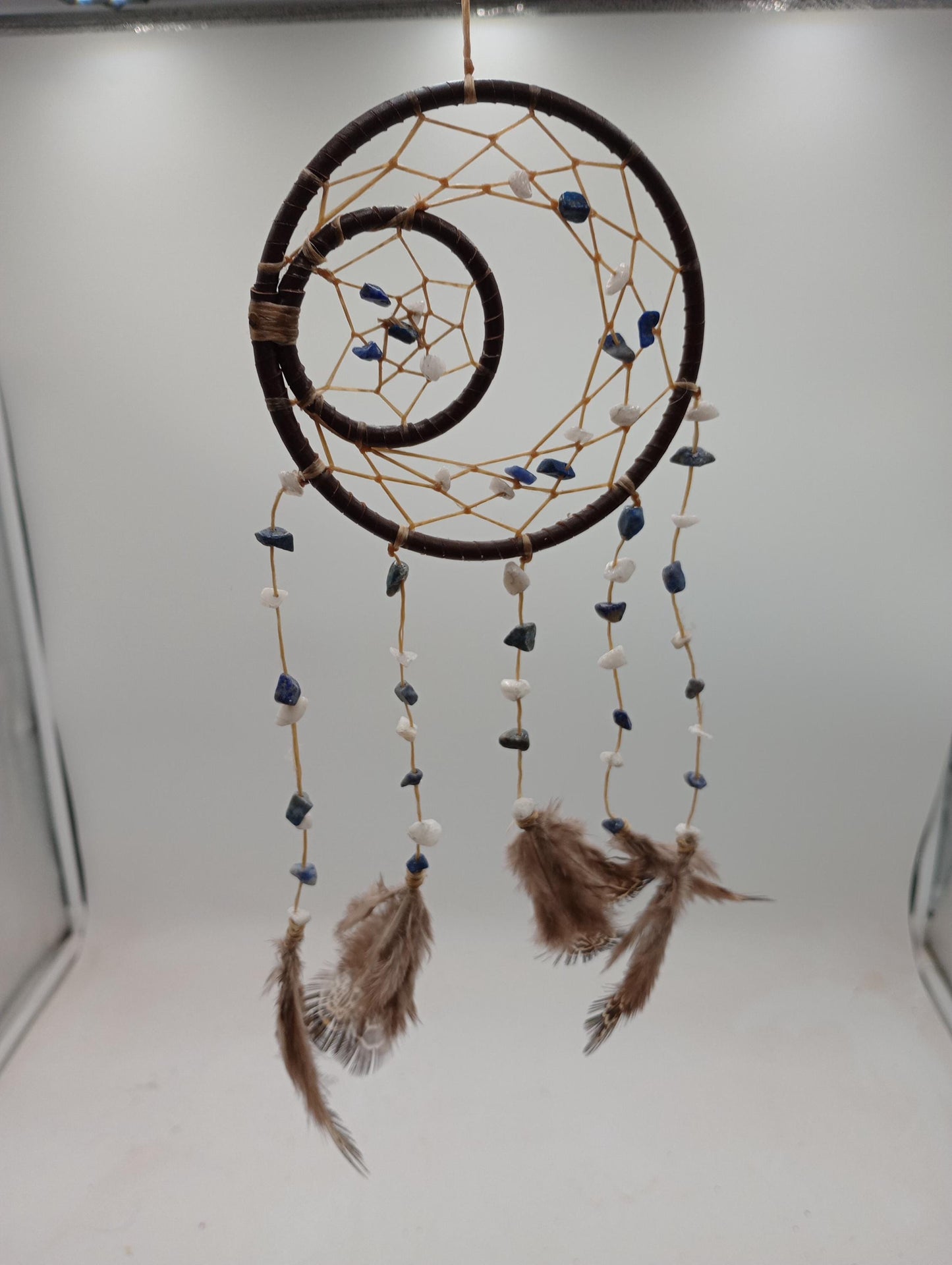 Genuine Leather, Sinew, and Beads Dream Catcher - Indigenous Made