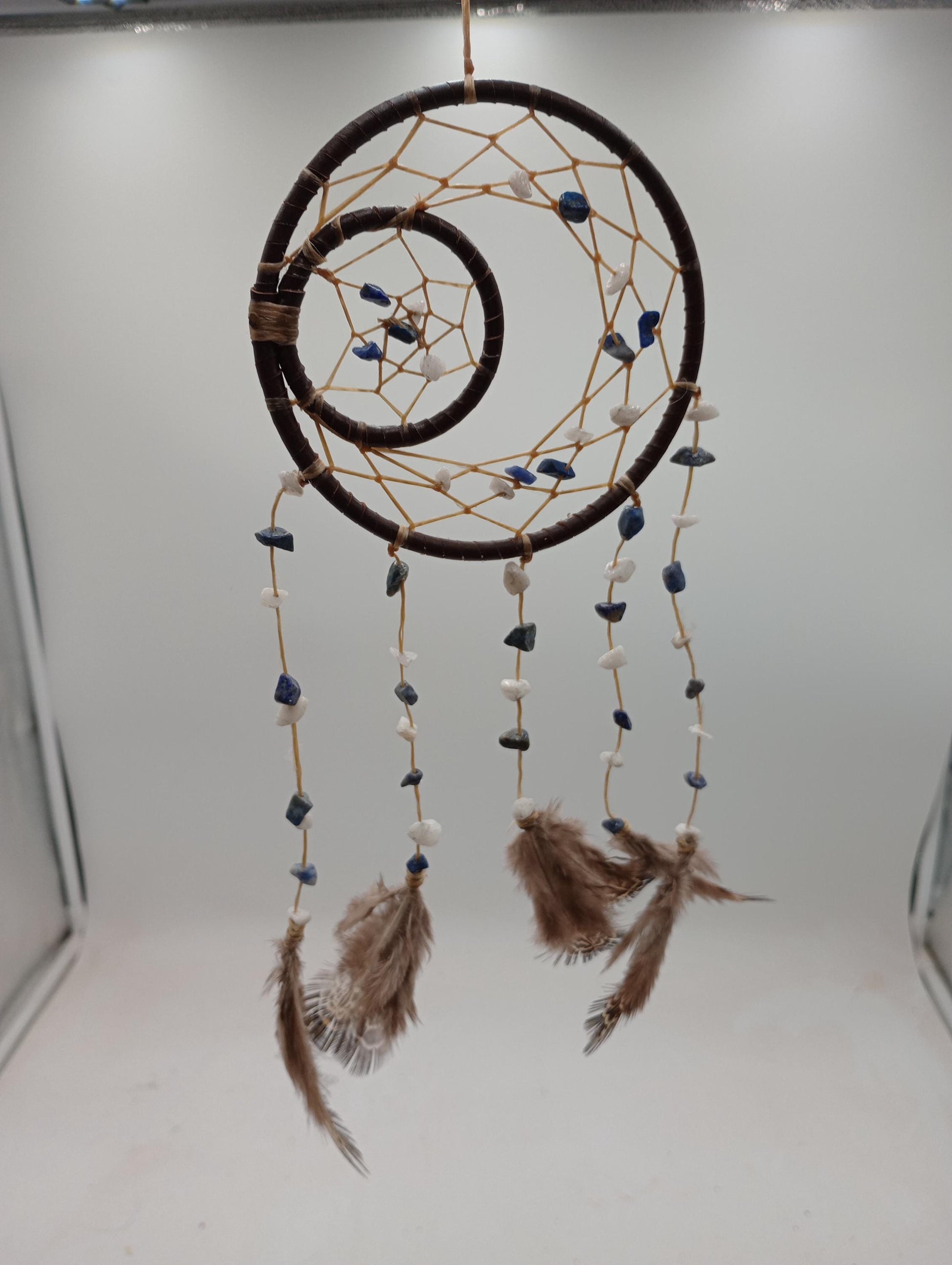 Genuine Leather, Sinew, and Beads Dream Catcher - Indigenous Made