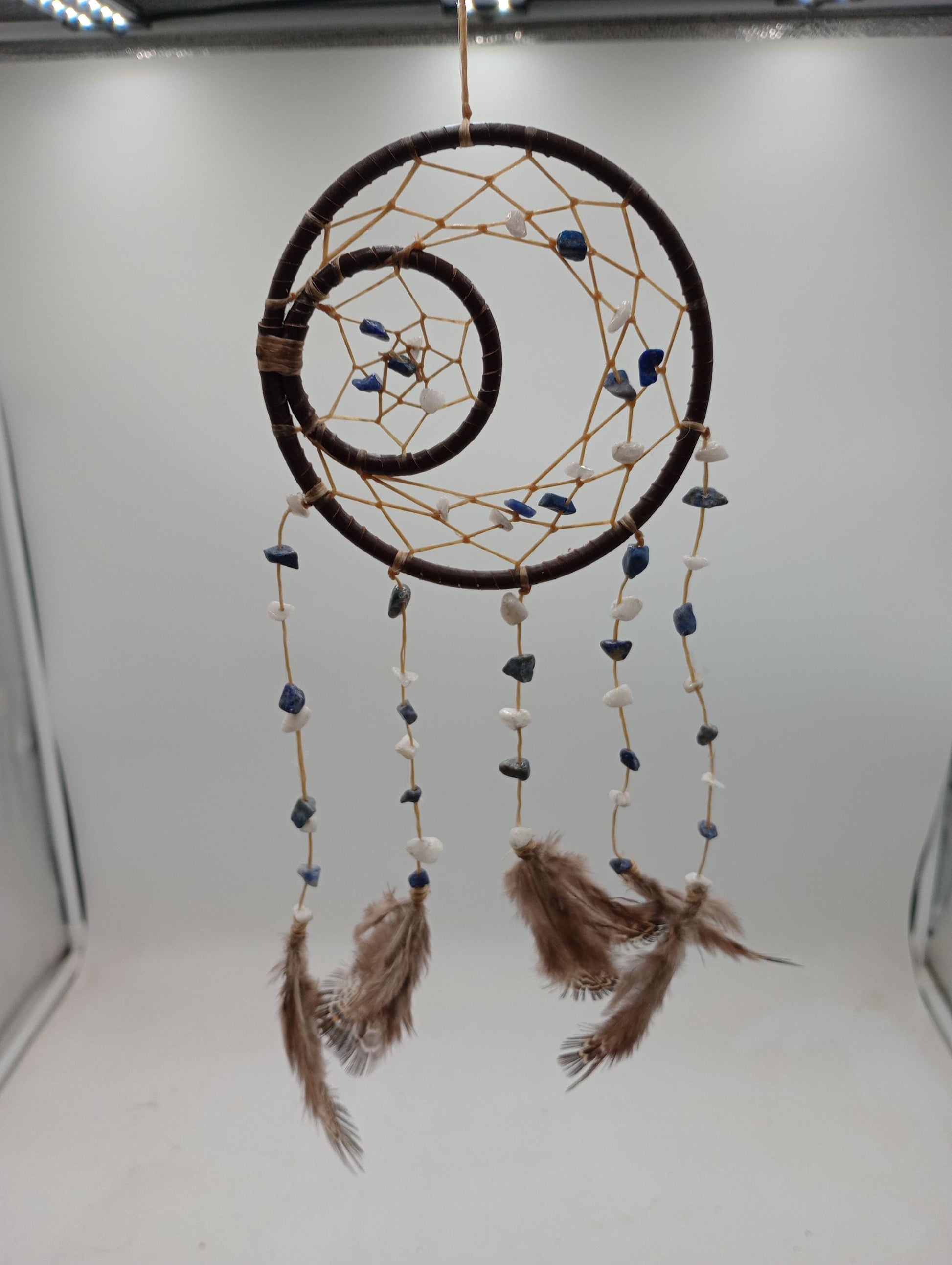 Genuine Leather, Sinew, and Beads Dream Catcher - Indigenous Made