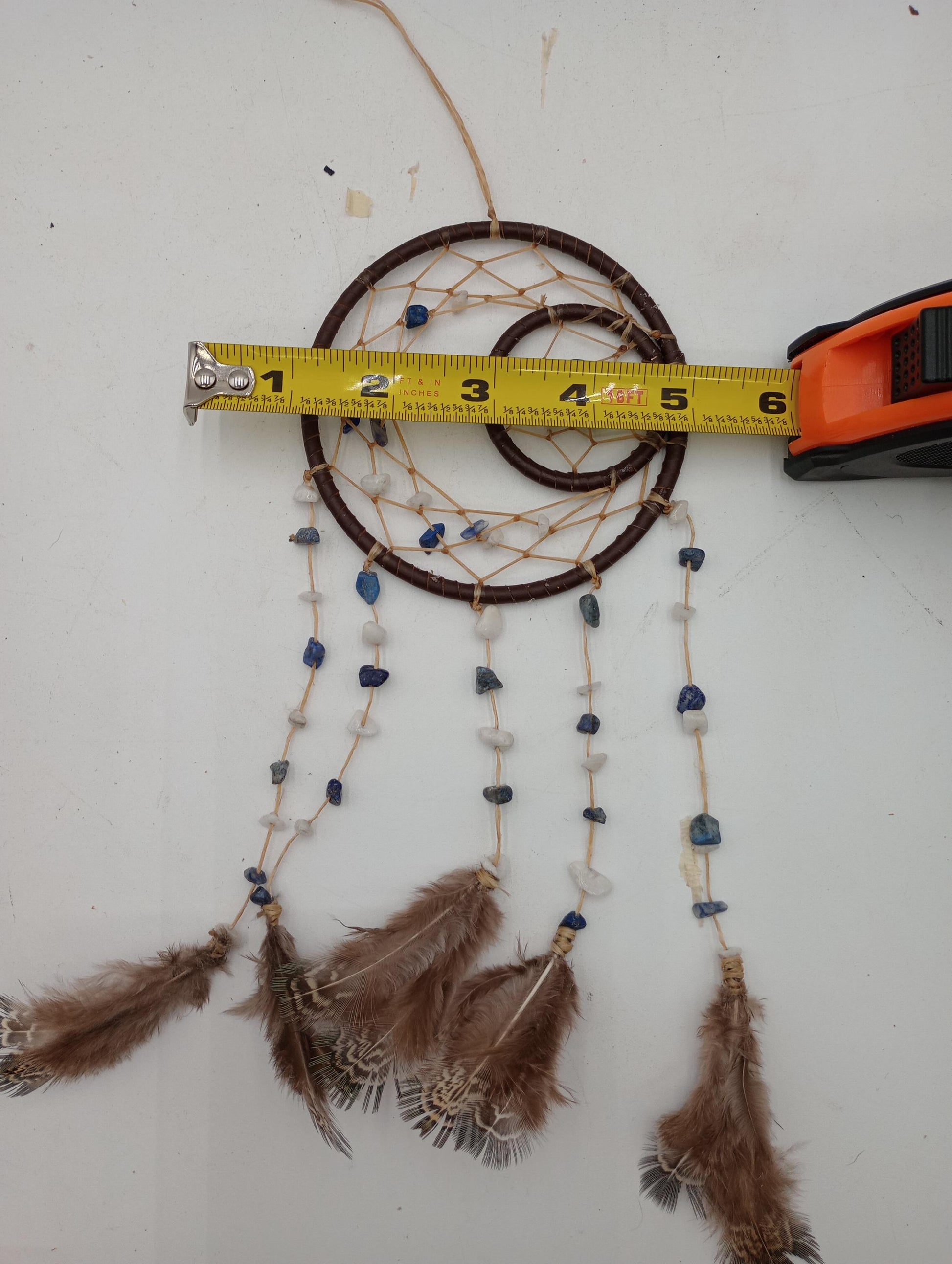 Genuine Leather, Sinew, and Beads Dream Catcher - Indigenous Made