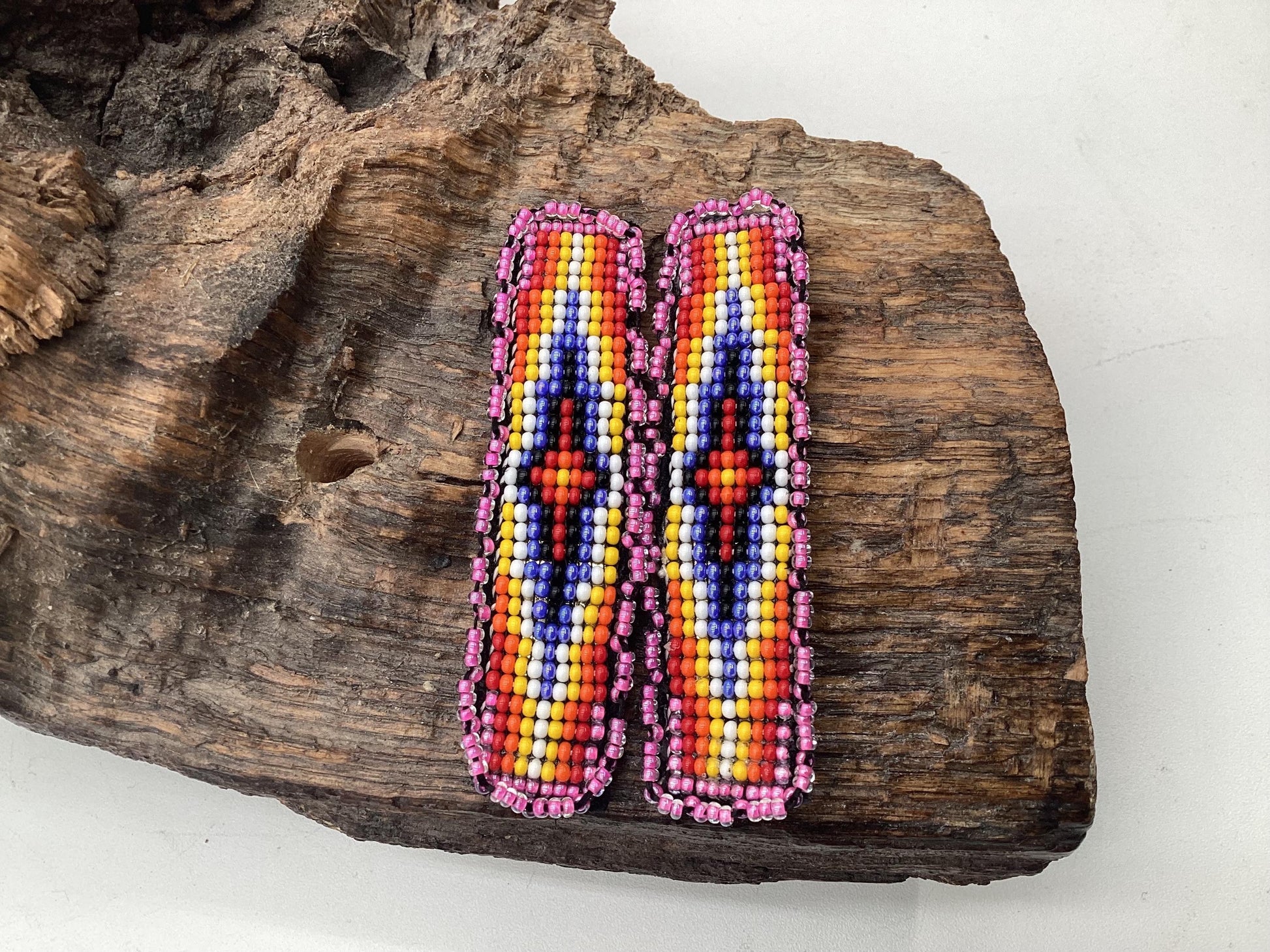3 Inch Hand Beaded Hair Barrette - Ojibwe/Anishinaabe Made - Free shipping