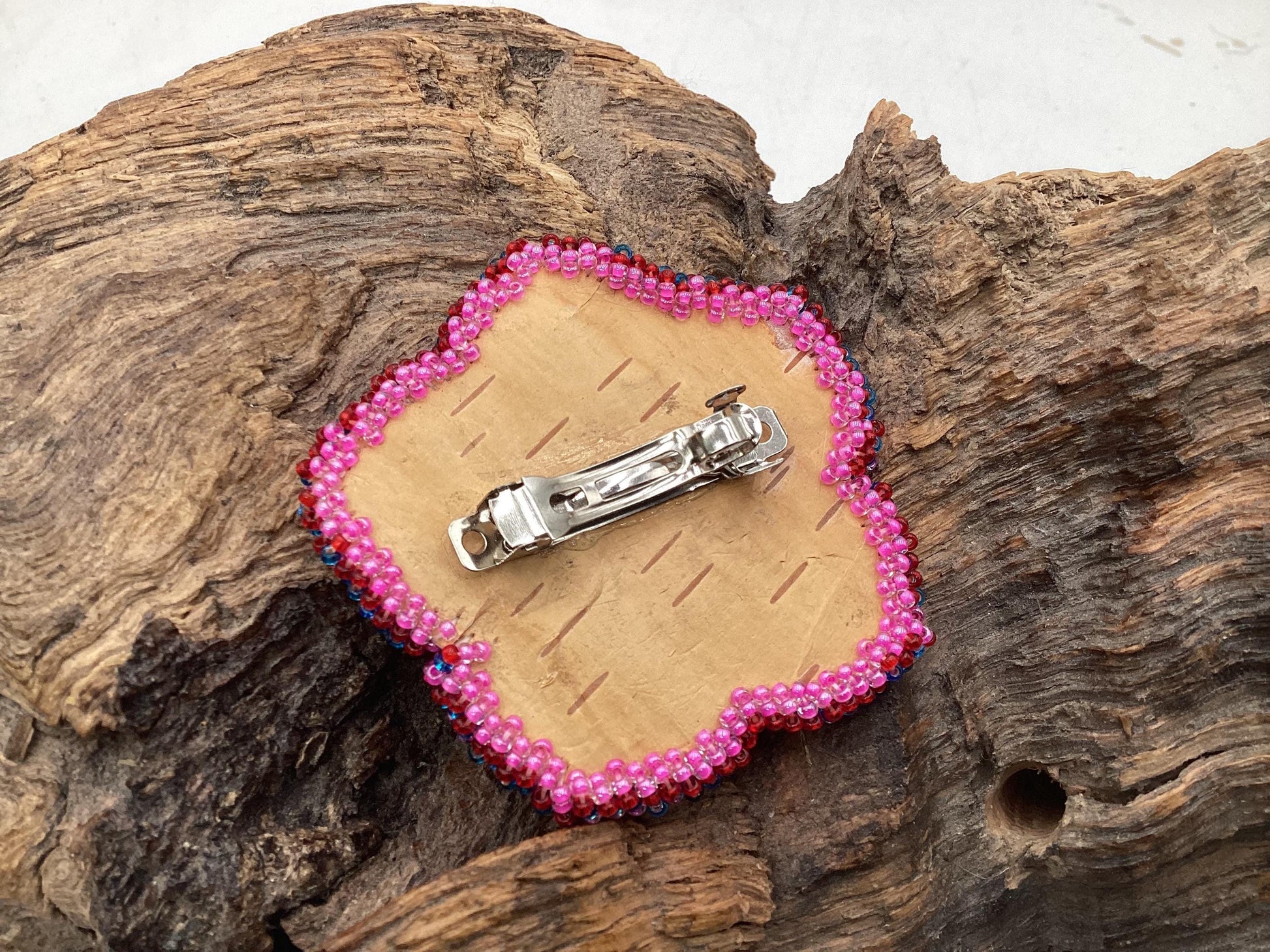 Hand Beaded Flower Hair Barrette – Ojibwe Anishinaabe Artisan Design