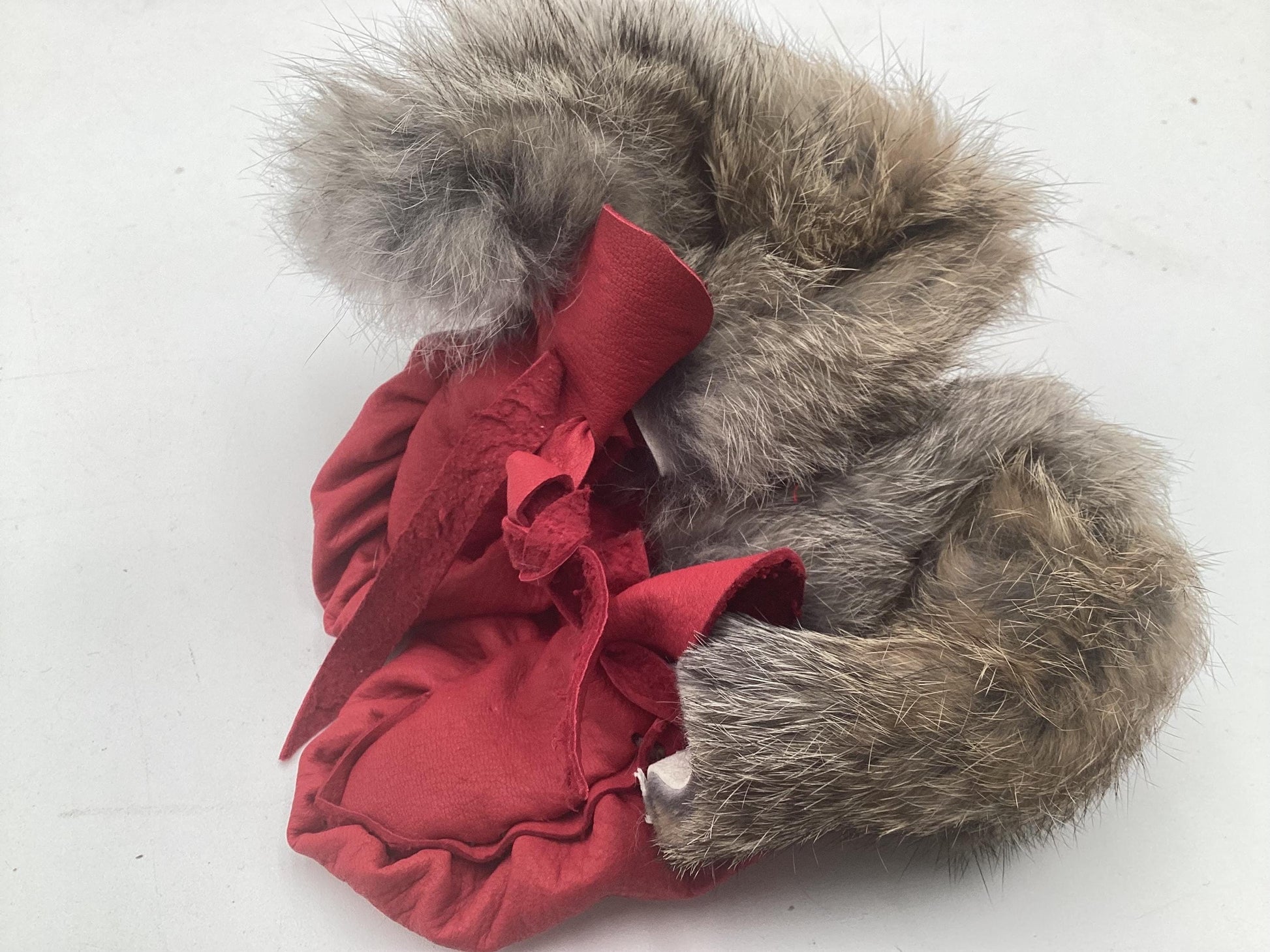 Handmade Baby Leather Red Moccasins – Ojibwe Anishinaabe Pucker Toe Style