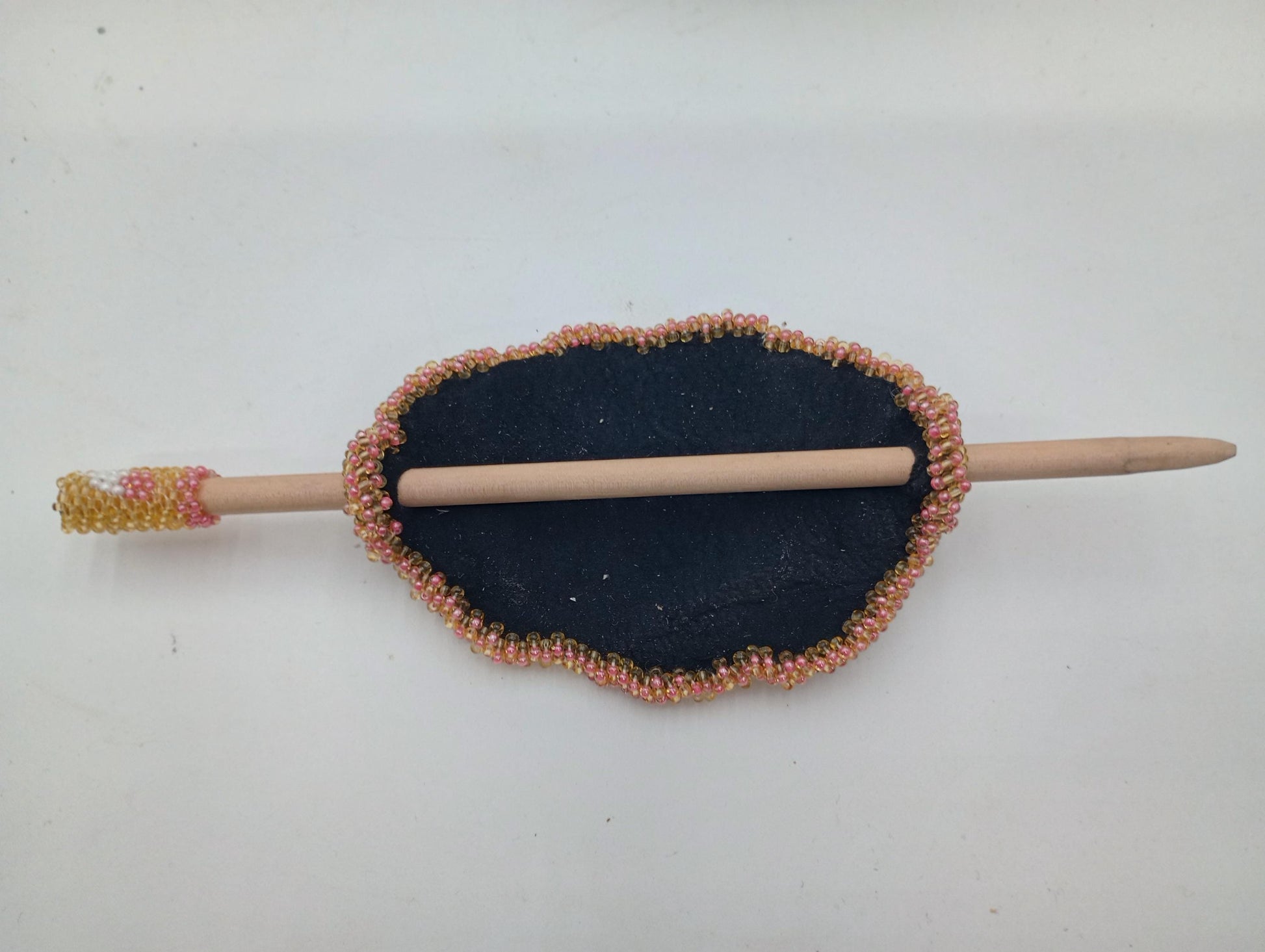 Hand Beaded and Quilled Hair Stick Barrette - Ojibwe/Anishinaabe Beadwork