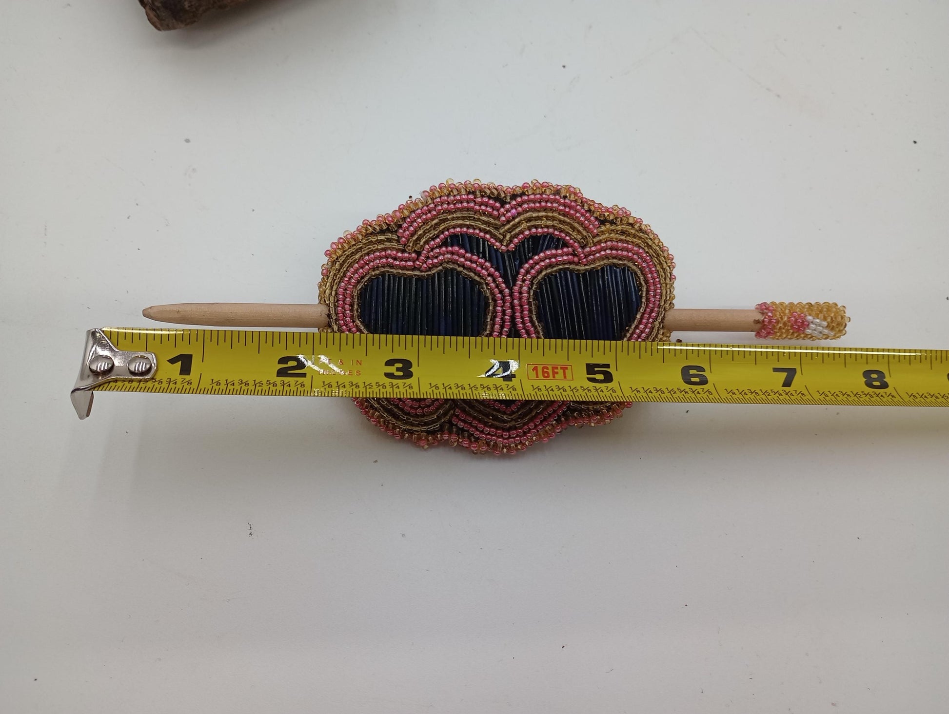 Hand Beaded and Quilled Hair Stick Barrette - Ojibwe/Anishinaabe Beadwork