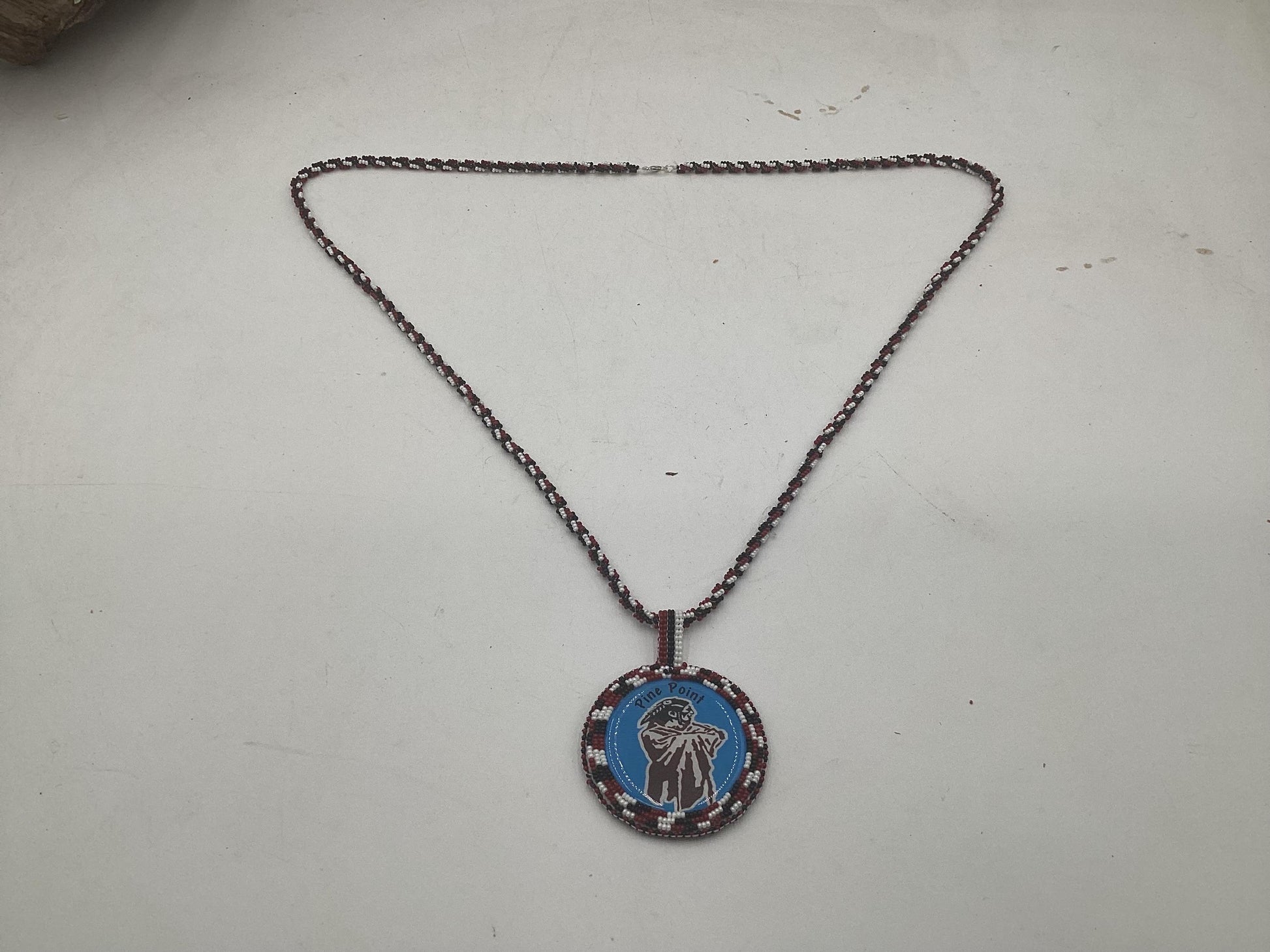 Hand Beaded Pine Point Love Medallion Necklace – Anishinaabe Ojibwe Artisan Made