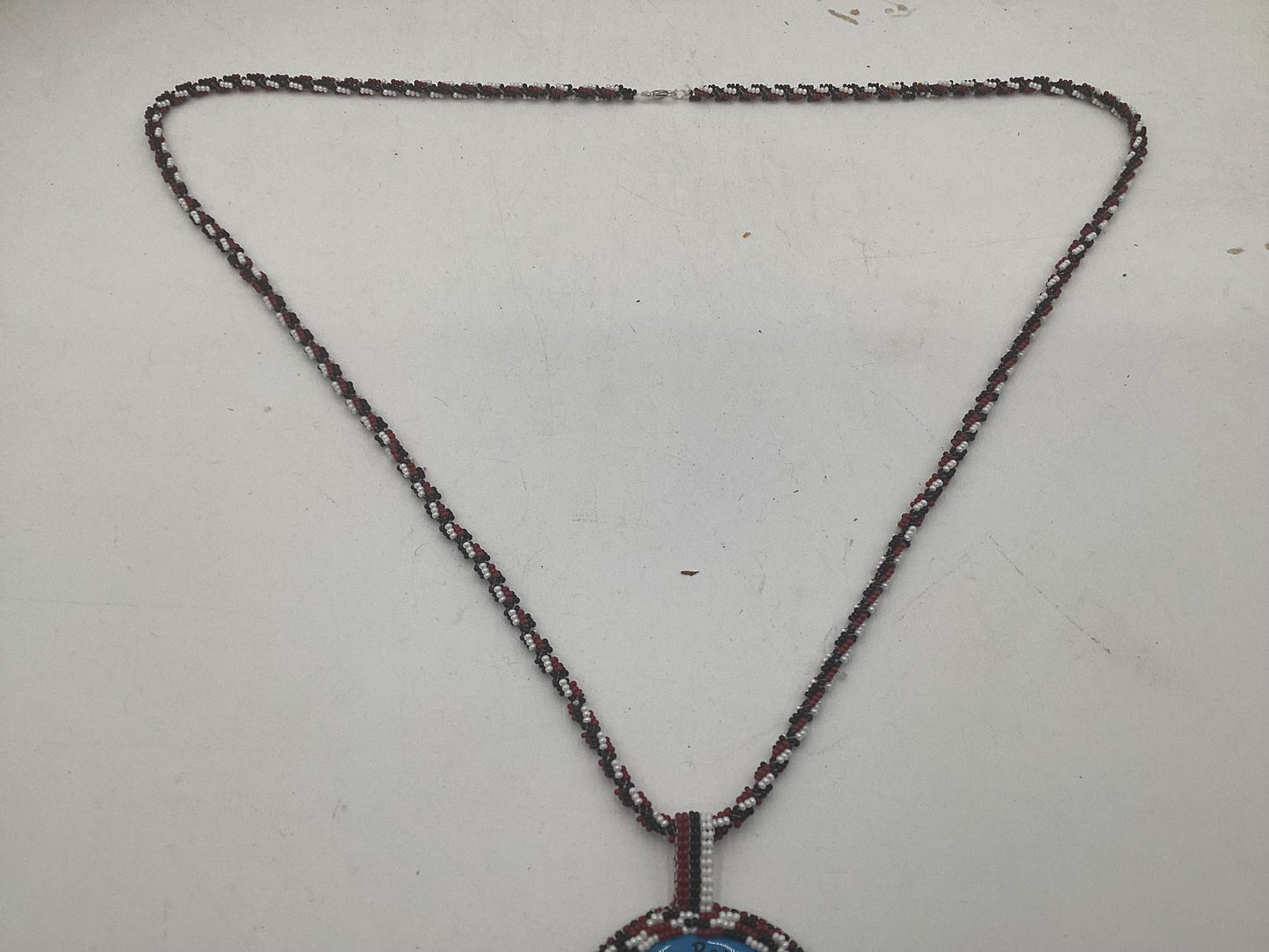Hand Beaded Pine Point Love Medallion Necklace – Anishinaabe Ojibwe Artisan Made
