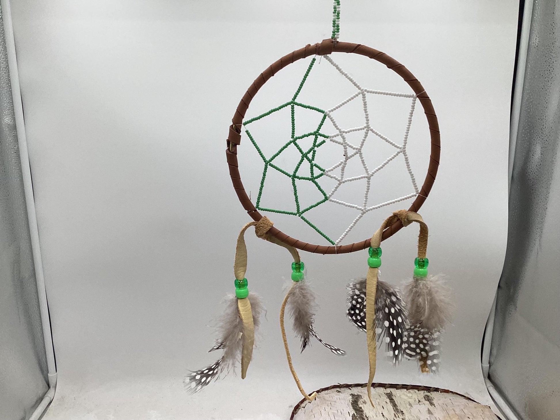 Beaded Web Dreamcatcher-Authentic Anishinaabe/Ojibwe Handcrafted - Free Shipping