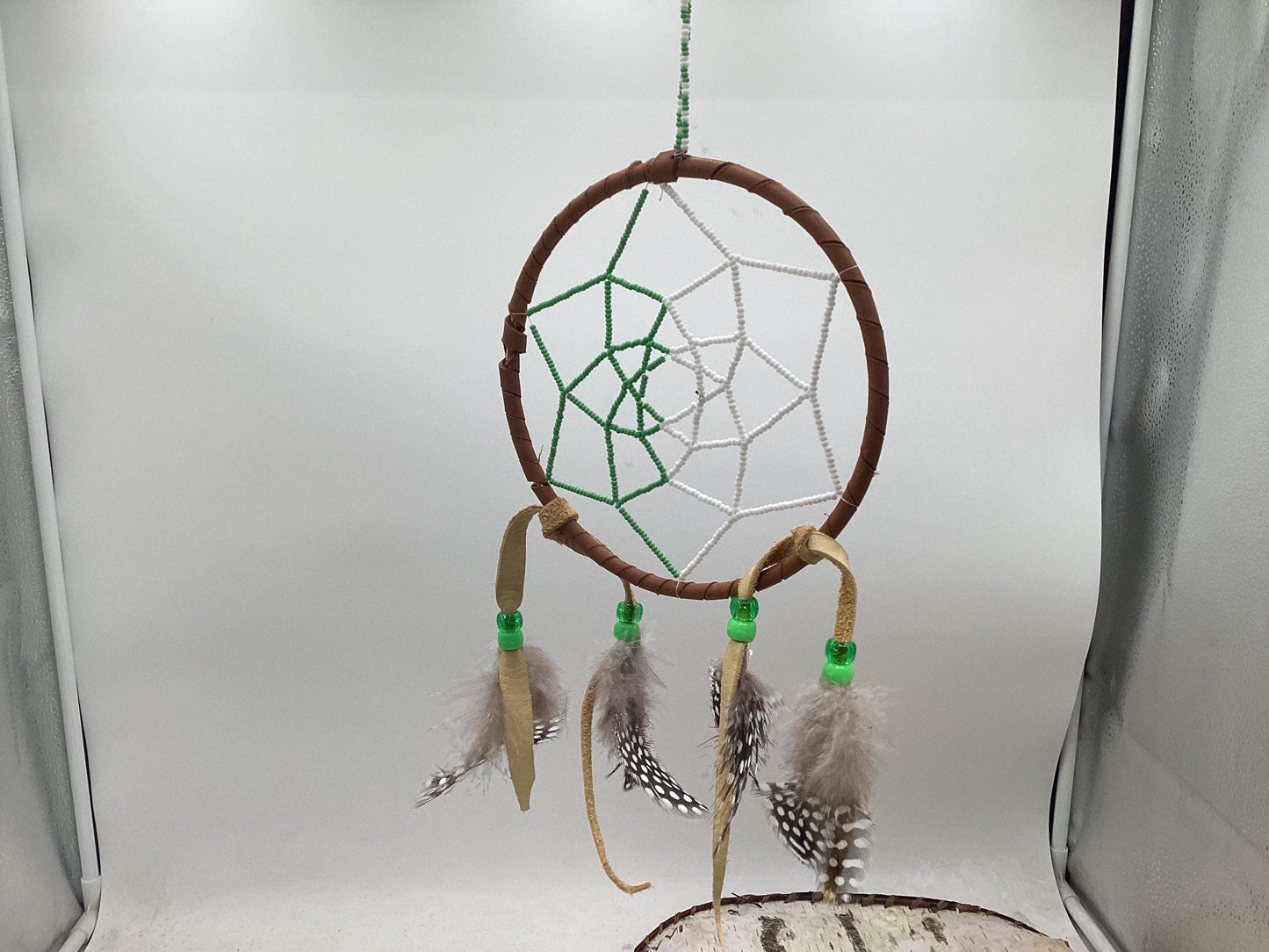 Beaded Web Dreamcatcher-Authentic Anishinaabe/Ojibwe Handcrafted - Free Shipping