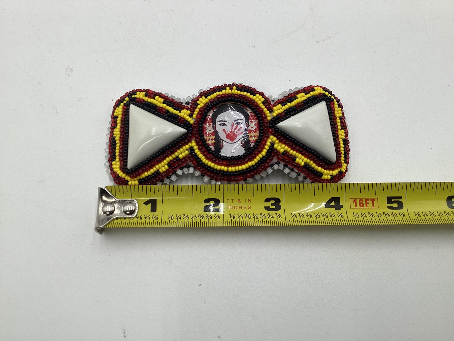 Red Hand Design Hair Barrette Ojibwe/Traditional