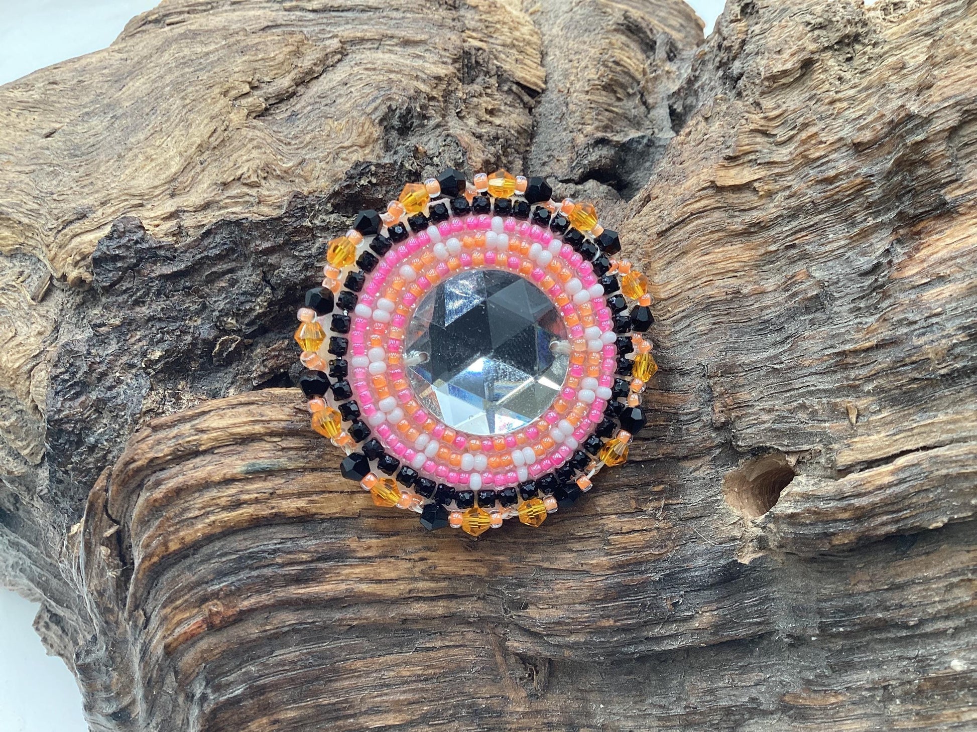 Beautiful Beaded Ring - Ojibwe/Anishinaabe made - Free Shipping
