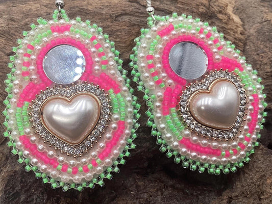 Handmade Beaded Heart Earrings – White Earth Nation Artisan