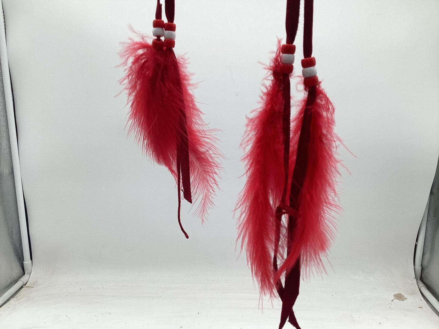 Authentic Anishinaabe/Ojibwe Red Beaded Web Dreamcatcher - Free Shipping