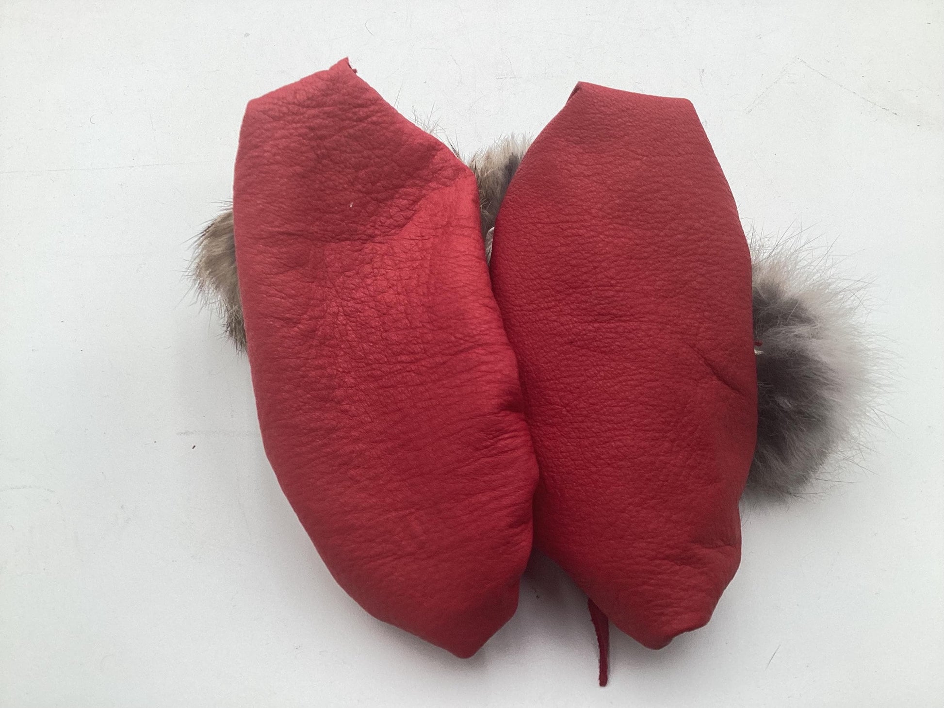 Handmade Baby Leather Red Moccasins – Ojibwe Anishinaabe Pucker Toe Style