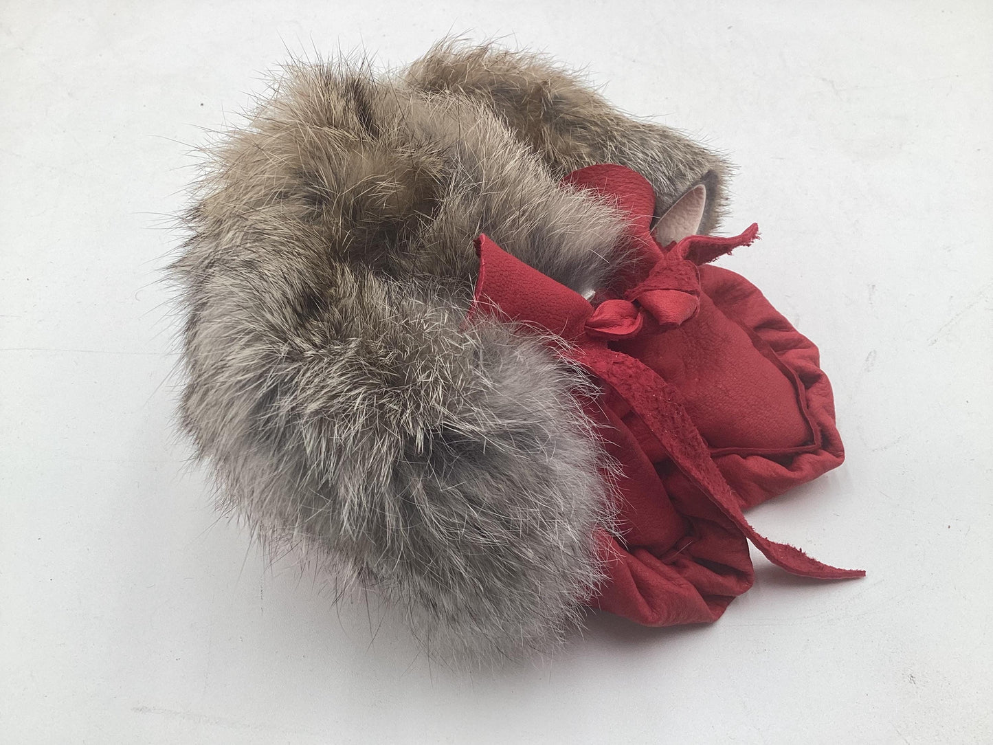 Handmade Baby Leather Red Moccasins – Ojibwe Anishinaabe Pucker Toe Style