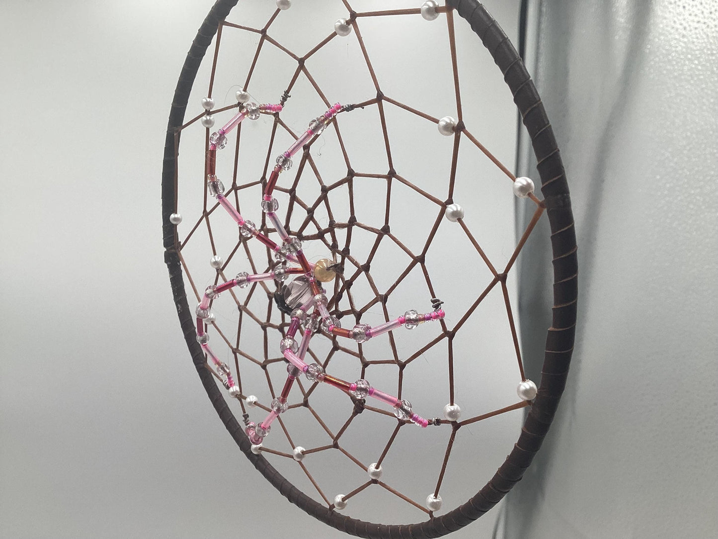 Beaded Spider Web Dreamcatcher-Authentic Anishinaabe/Ojibwe Handcrafted - Free Shipping
