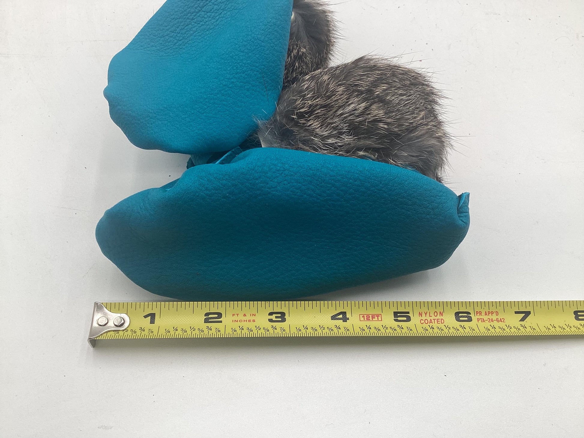 Handmade Baby Leather Blue Moccasins – Ojibwe Anishinaabe Pucker Toe Style