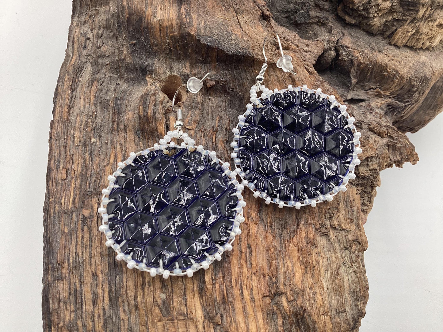 Meringue Clouds Hand Beaded Earrings: Anishinaabe/Ojibwe Beadwork