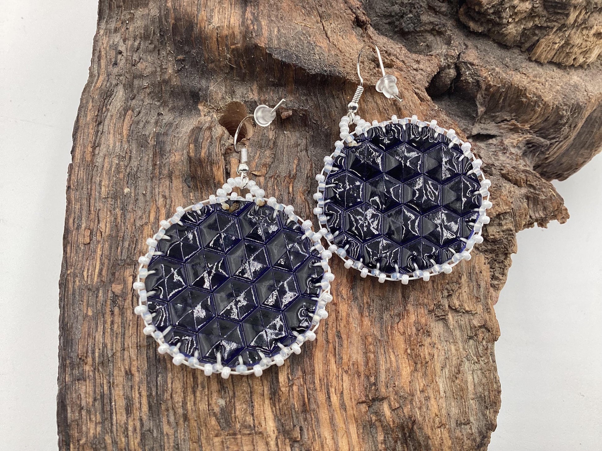 Meringue Clouds Hand Beaded Earrings: Anishinaabe/Ojibwe Beadwork