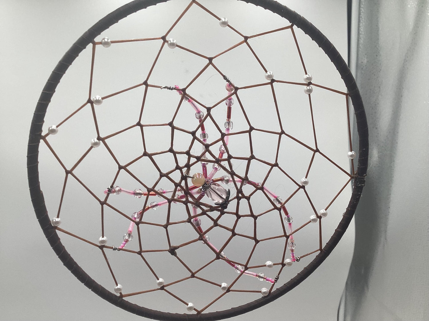 Beaded Spider Web Dreamcatcher-Authentic Anishinaabe/Ojibwe Handcrafted - Free Shipping