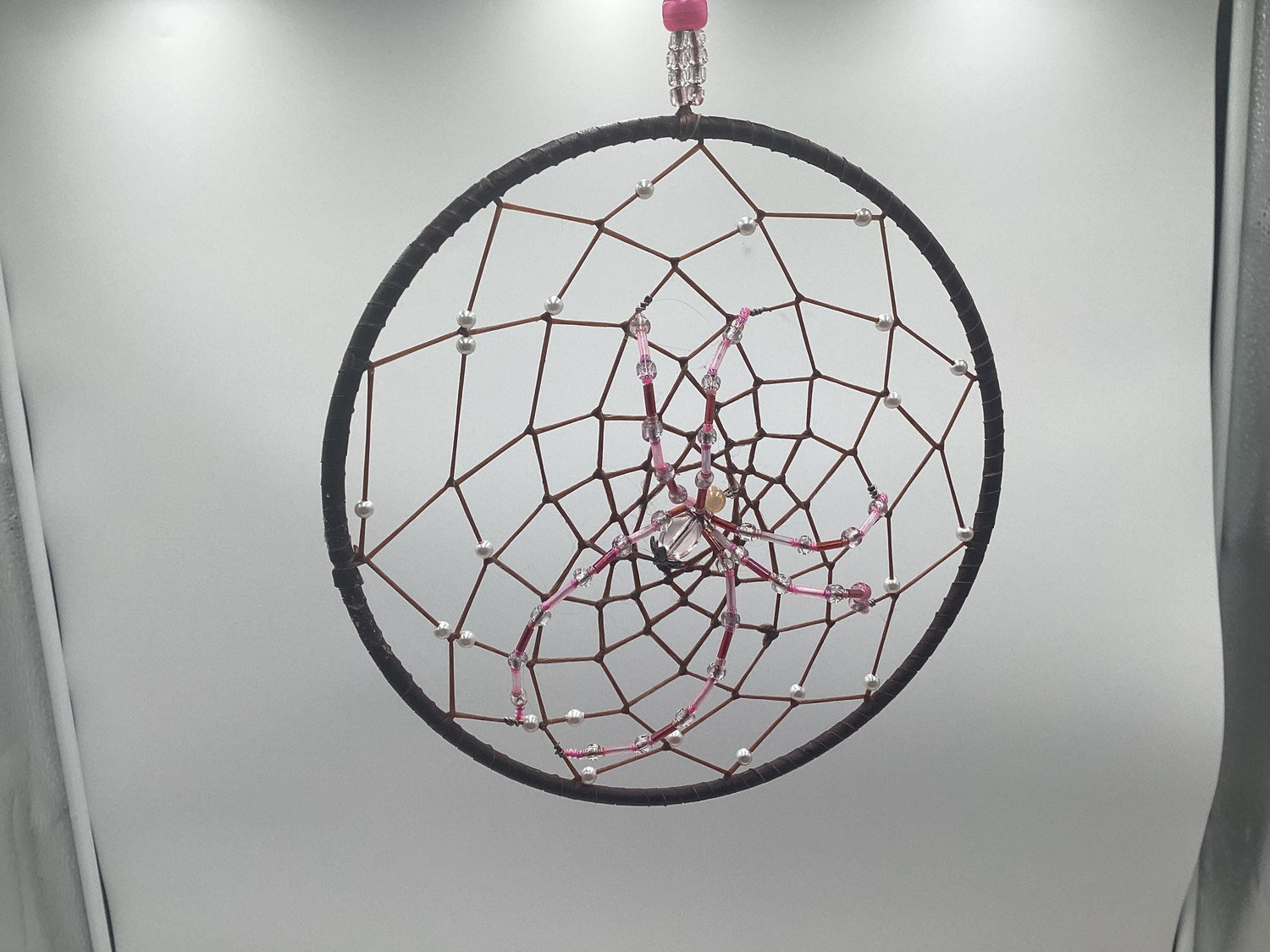 Beaded Spider Web Dreamcatcher-Authentic Anishinaabe/Ojibwe Handcrafted - Free Shipping